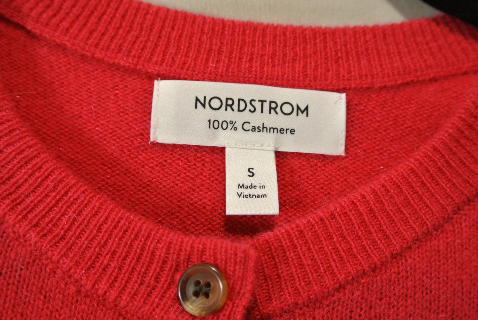 NEW, Nordstrom Cashmere Crewneck Cardigan in Red Sz S #S7570