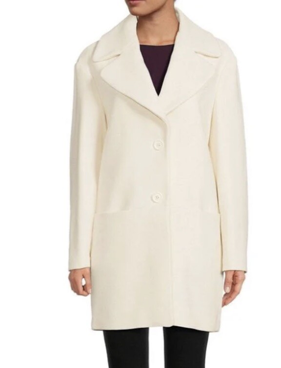 Love Moschino Virgin Wool Blend Car Coat White Sz XS Rrp £540