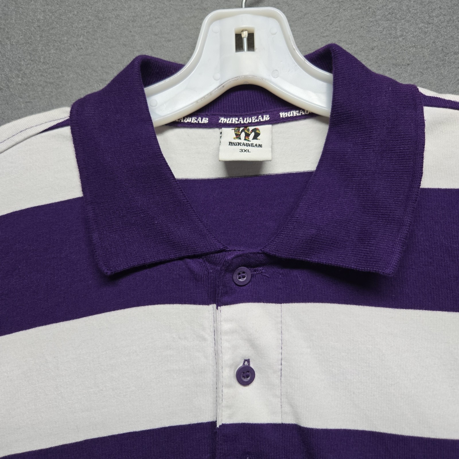 muka wear men’s polo shirt blue and white stripes size 3XL