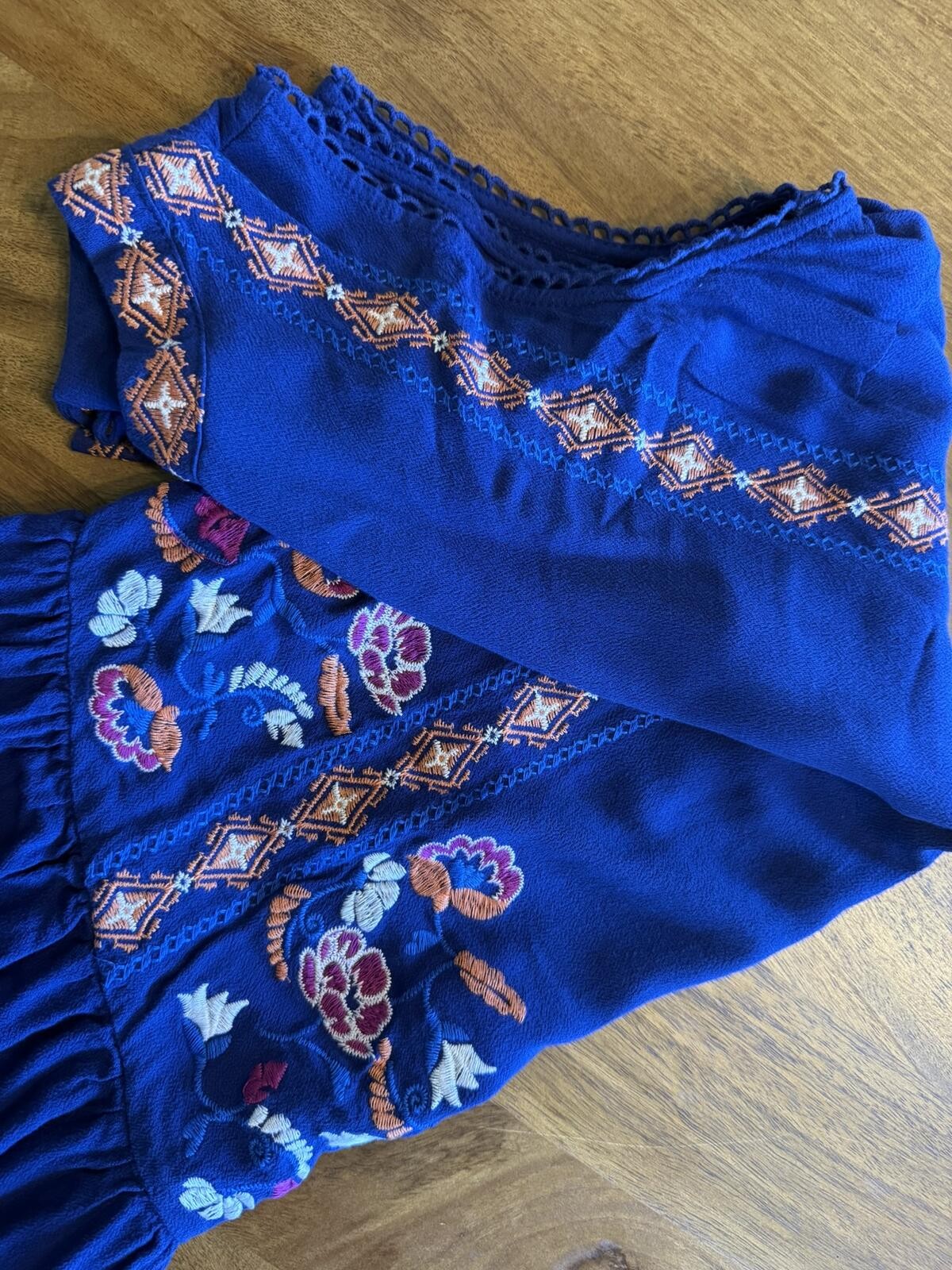 Xhilaration / Target Blue Embroidered Sleeveless Boho Shift Dress Tunic – S