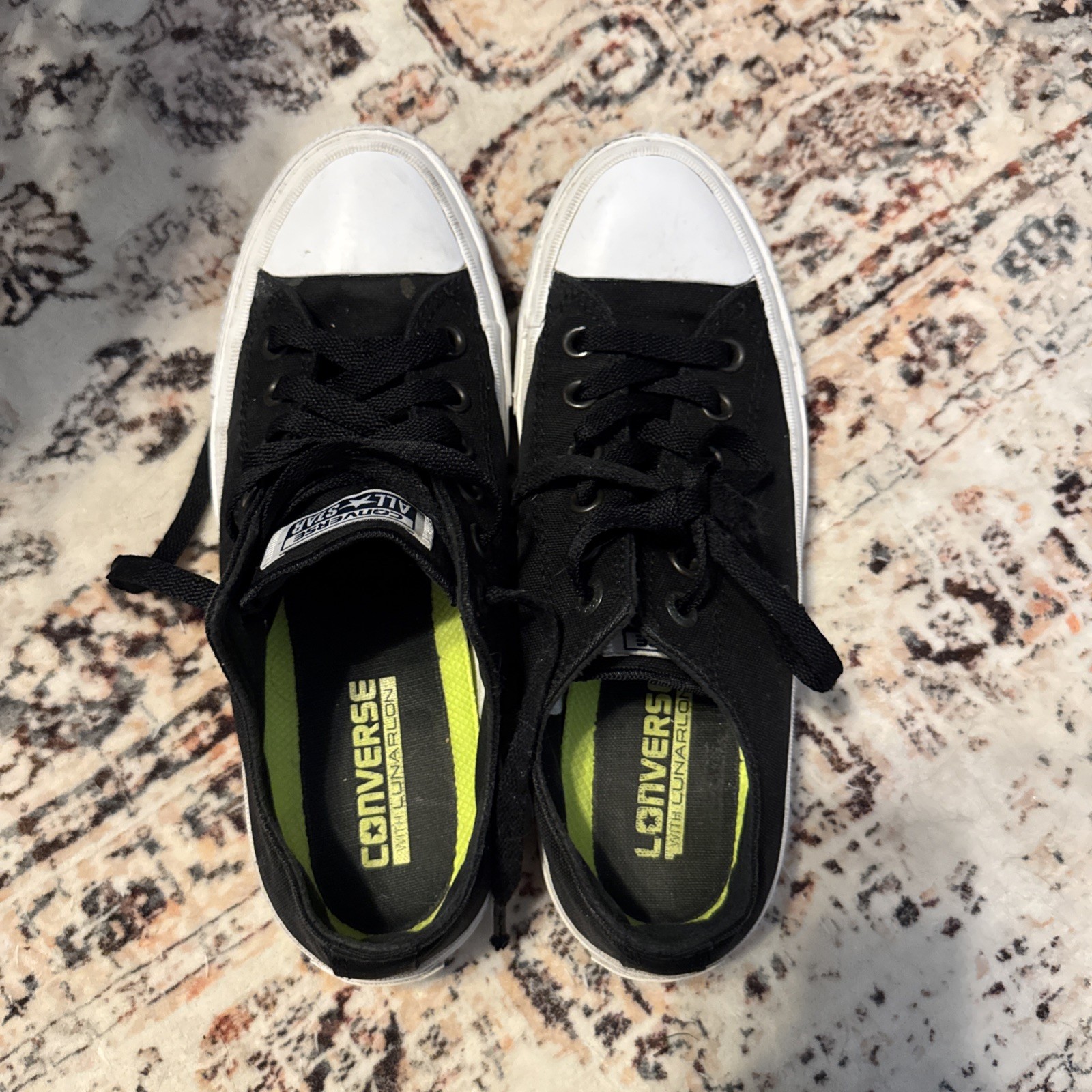 Converse Chuck Taylor Black White All Star II Lunarlon Shoes Women 7.5/ men 5.5