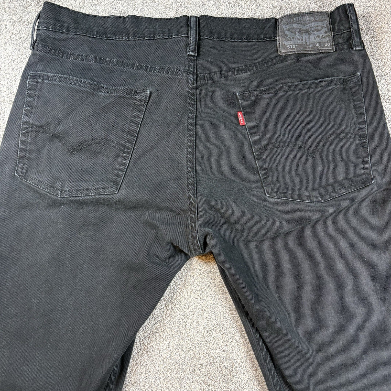Levi’s 513 Jeans Mens 36×30 Slim Straight Black Dark Wash Denim Fit 36×29