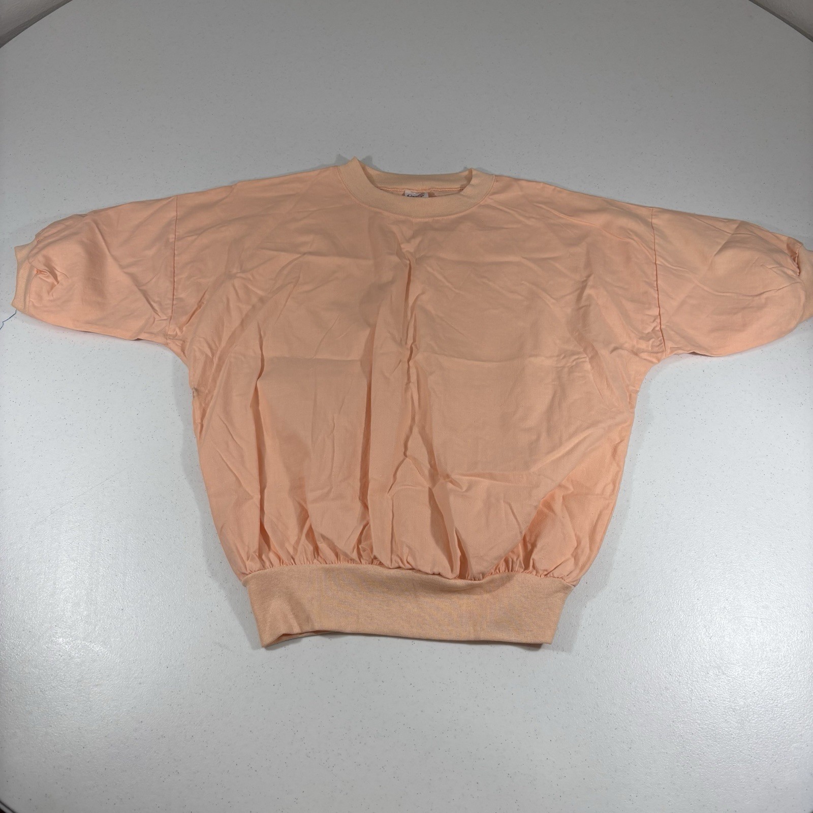 Vintage Quitman USA Peach Batwing Dolman Sleeve Sweatshirt L Made in USA 80s 90s