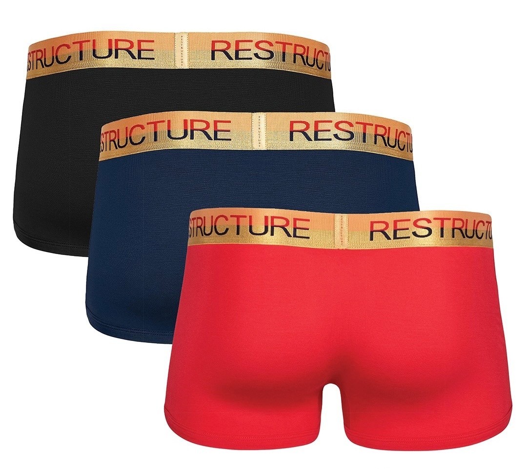 Organic Bamboo Mens Boxer Trunks 3 Pack Breathable Soft Underwear – Medium