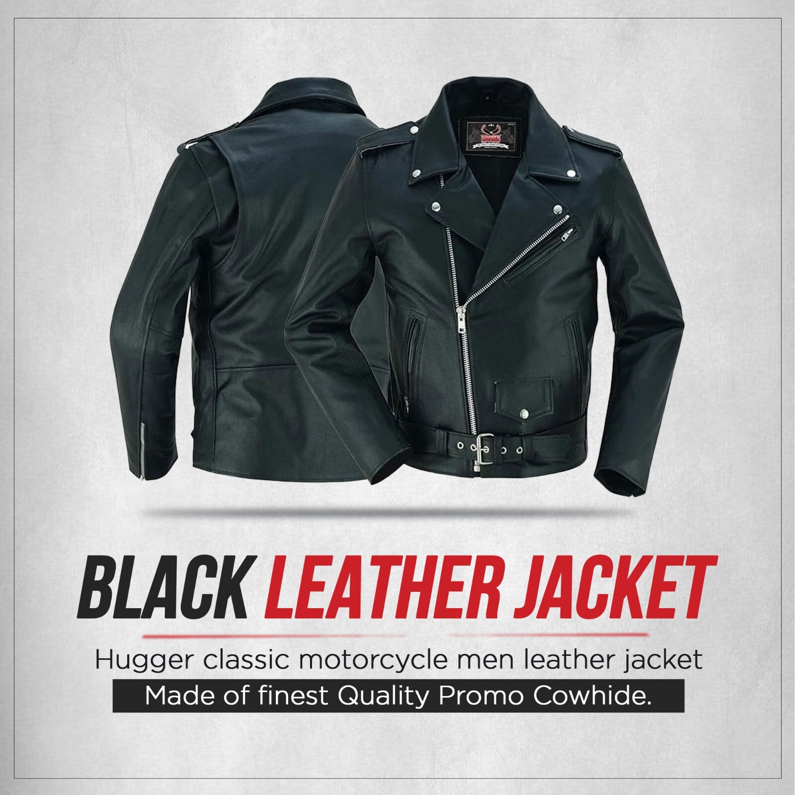 Men Genuine Brando Leather Jacket Motorcycle Black Cowhide Marlon Biker Jacket