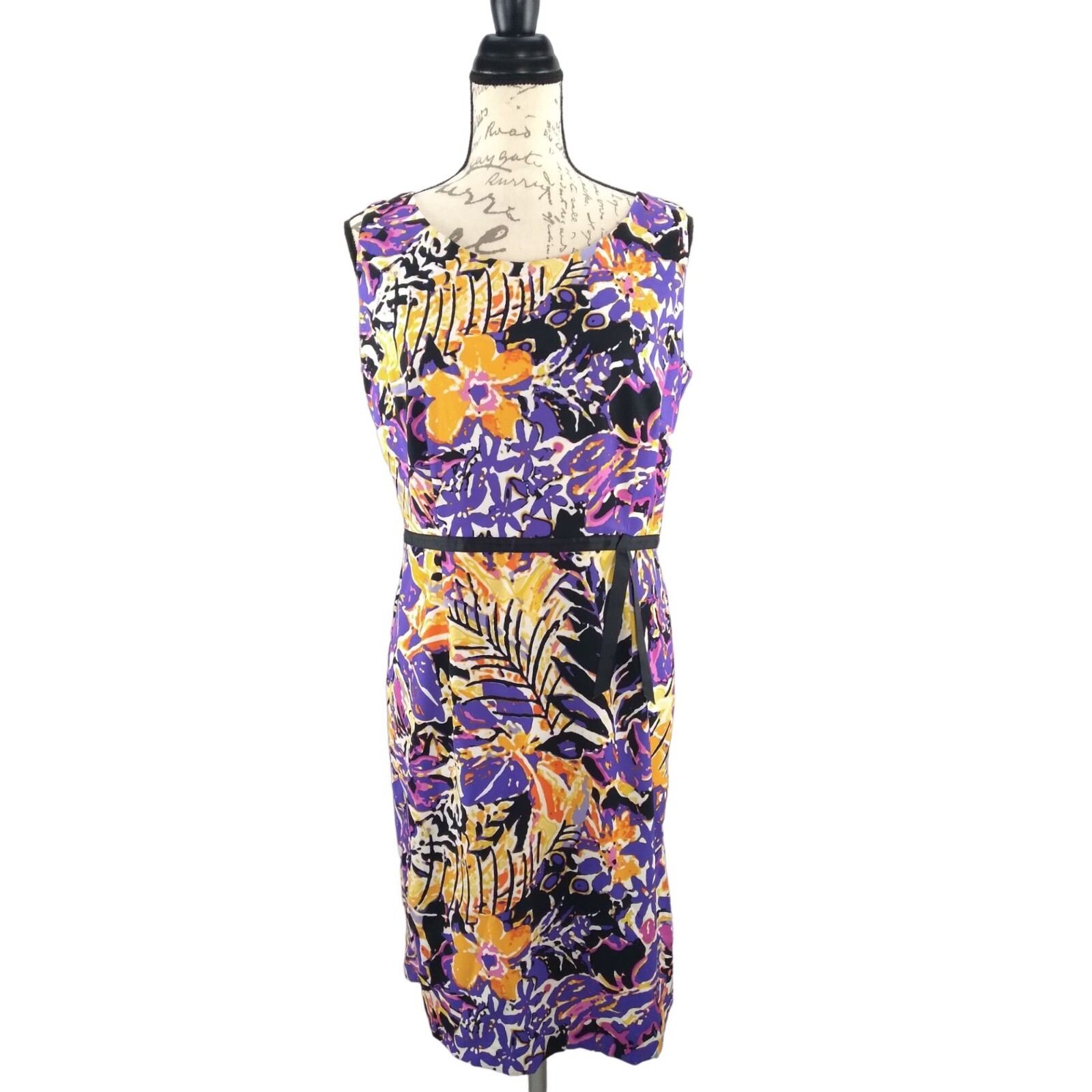 Sangria Retro Tropical floral formal wedding event dress size 10 READ