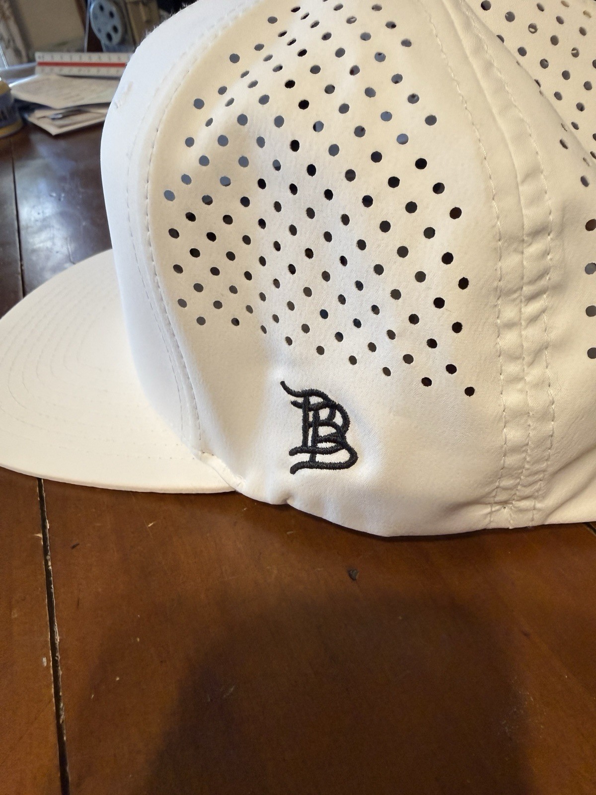 Branded Bills White/Black Solid Baseball Cap One Size Adjustable Perforated