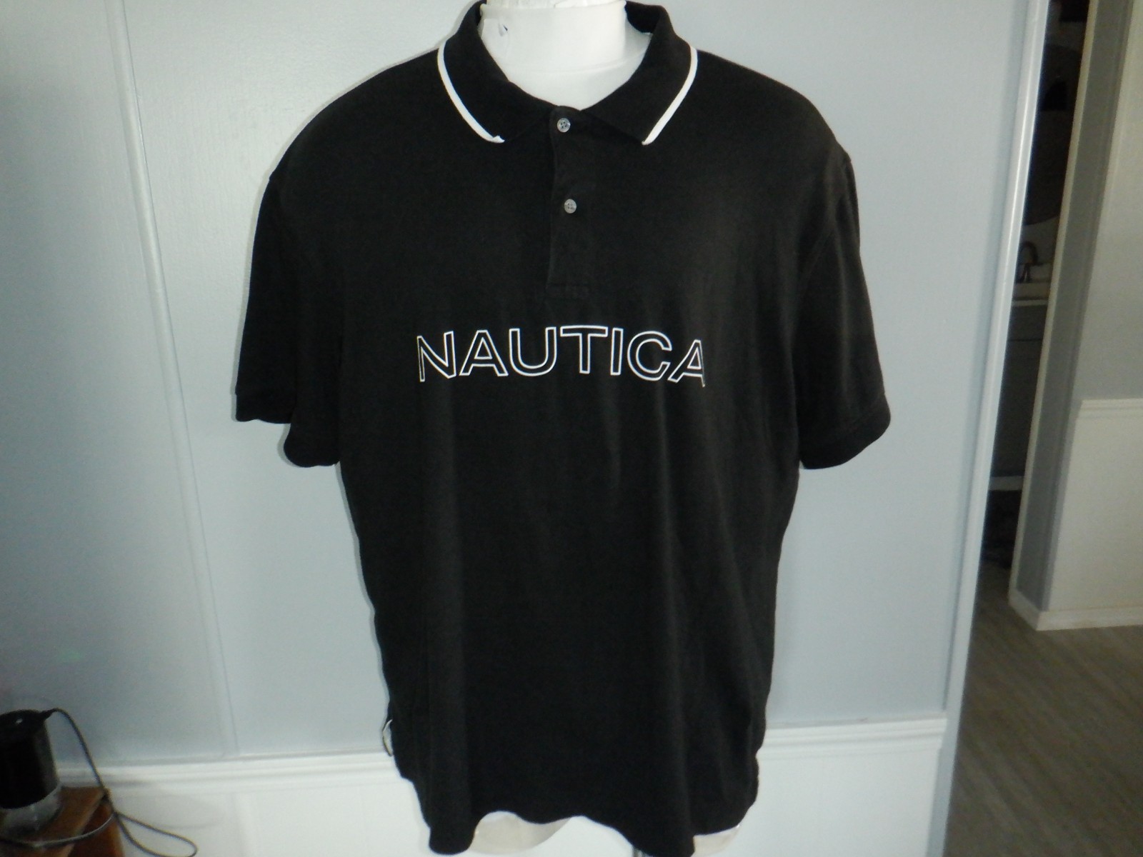 Men’s Nautica sz 2XL XXL Black Cotton/Polyester SS Polo Shirt