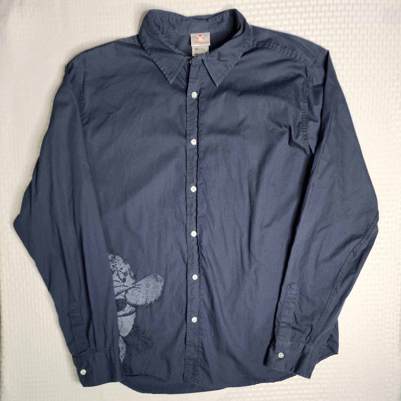 Disney Grumpy Button Up Shirt XL Blue Long Sleeve Grumpy Dwarf Snow White