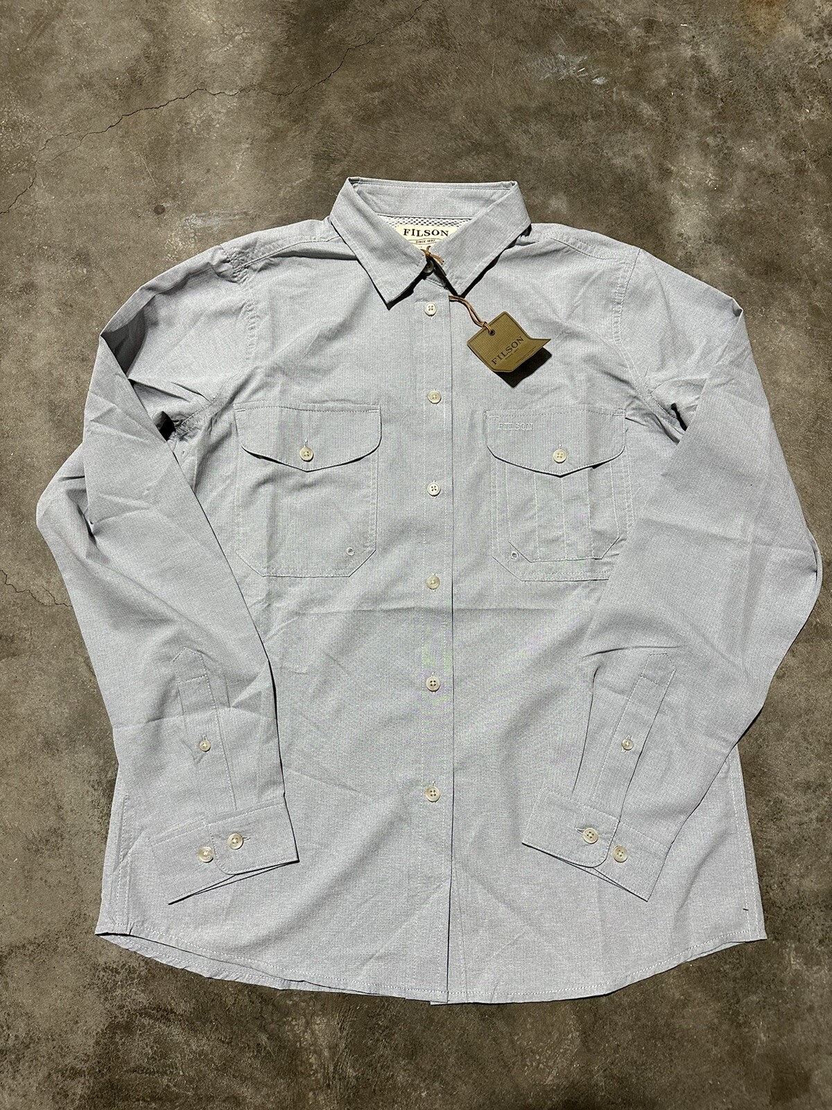 NWT Filson Twin lakes Sport Shirt Long Sleeve Button Up Blue Stone Womens