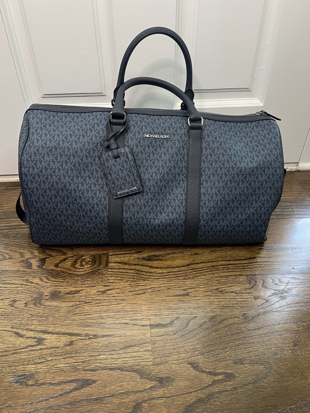 Michael Kors Mens Harrison Logo Admiral Blue Weekender Travel Duffle Bag