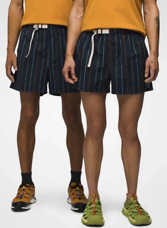 NWT Prana Indio Heritage Short Men’s Small Stormy Night Blue Striped 4in Inseam