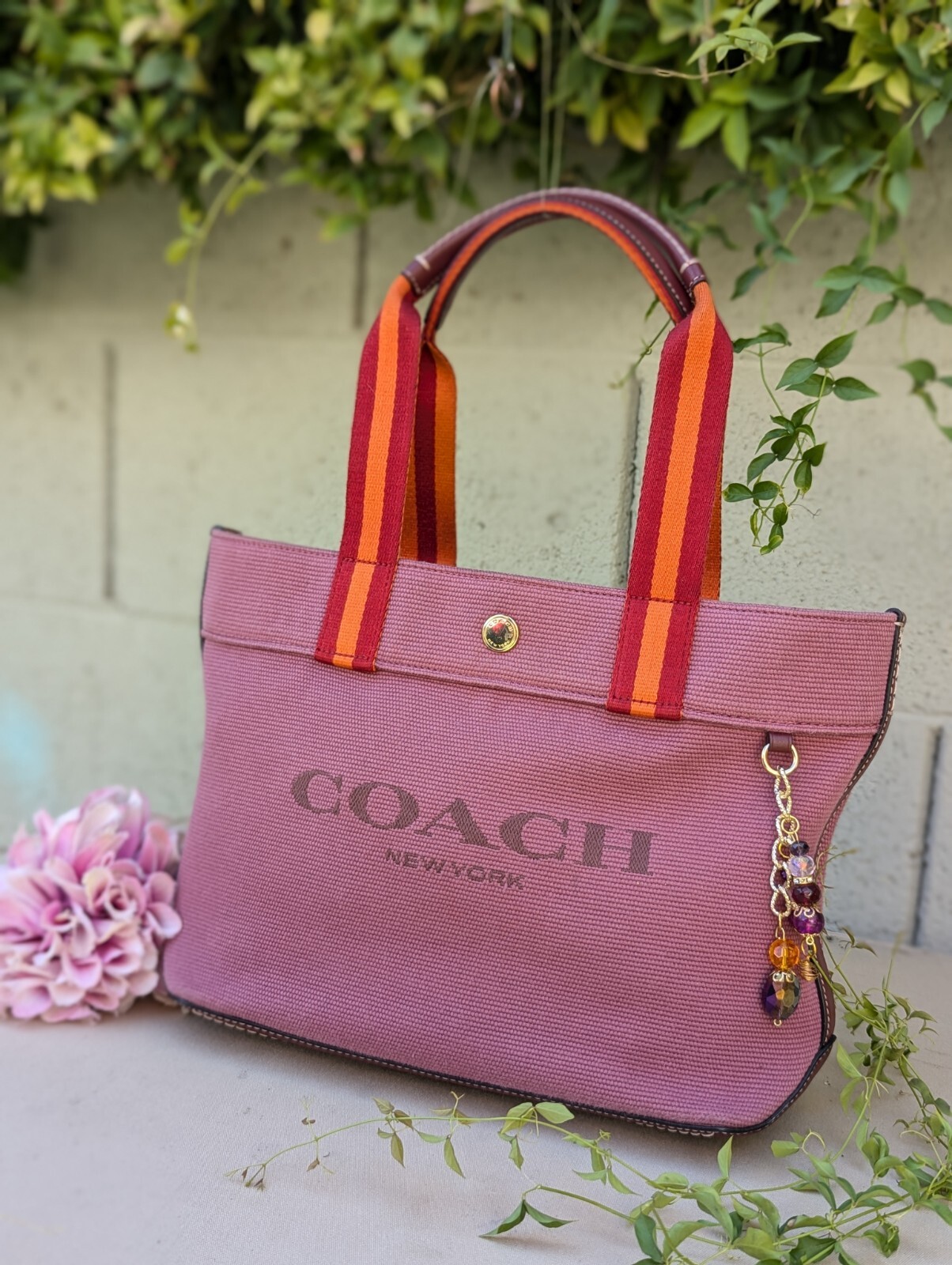 Mint Coach Small Canvas Logo Tote Rasberry CK168 Handbag Purse Satchel Mini Totr