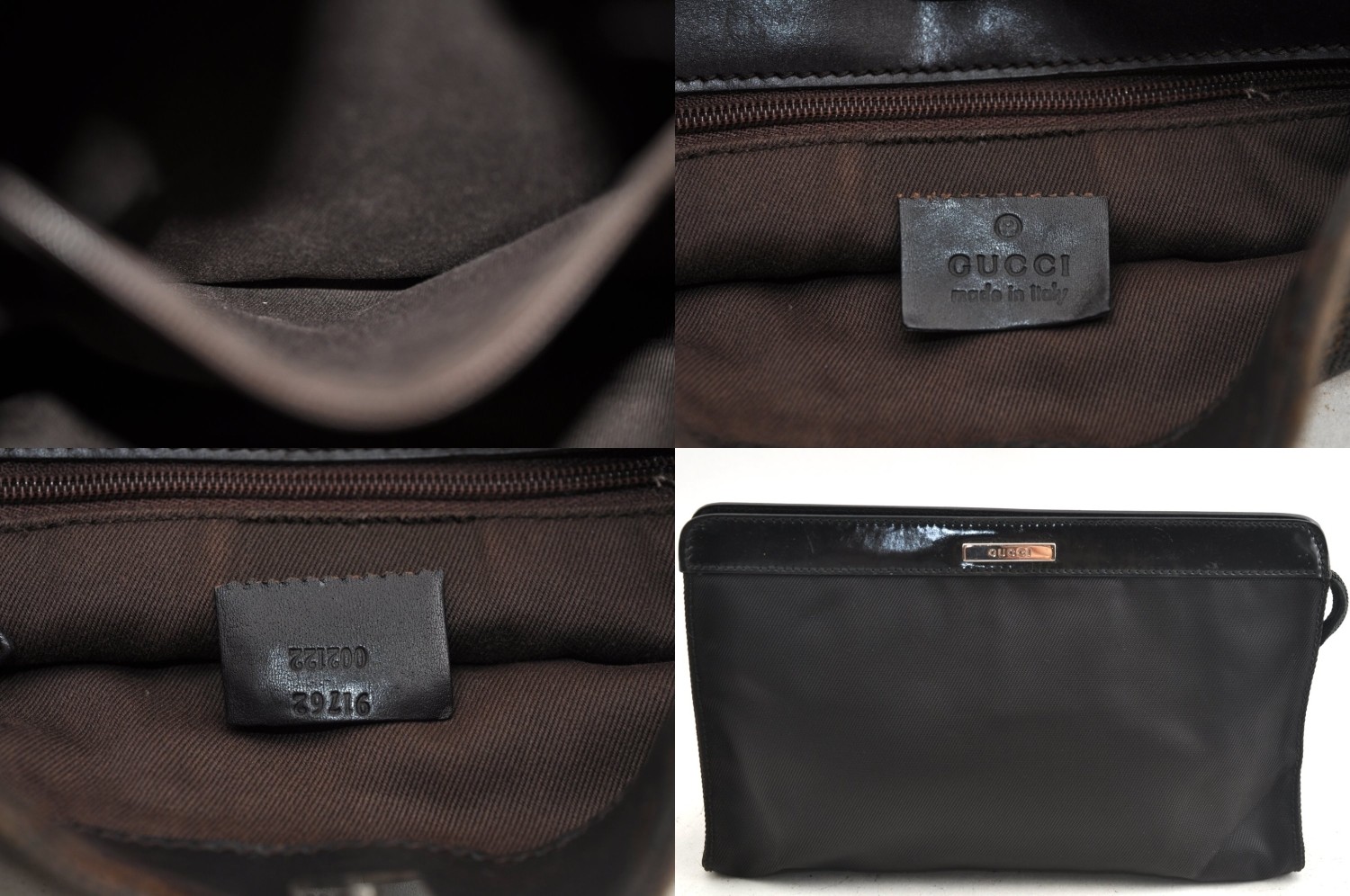 Authentic GUCCI Shoulder Bag Clutch Bag GG Canvas Nylon Brown Black 2Set AC023
