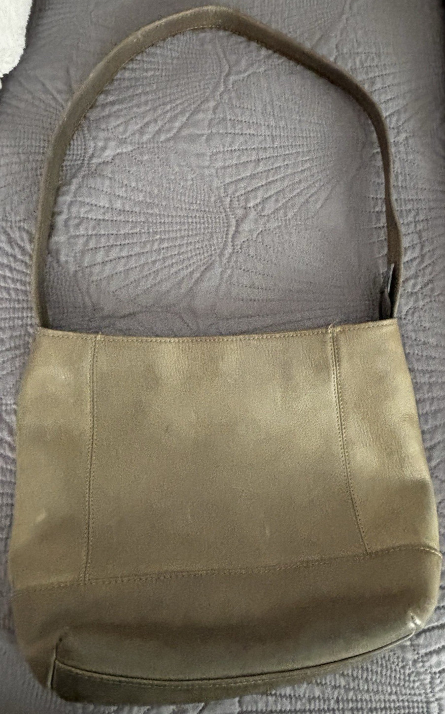 Le Donne Collection Olive Green Soft Leather Bucket Shoulder Bag Vintage