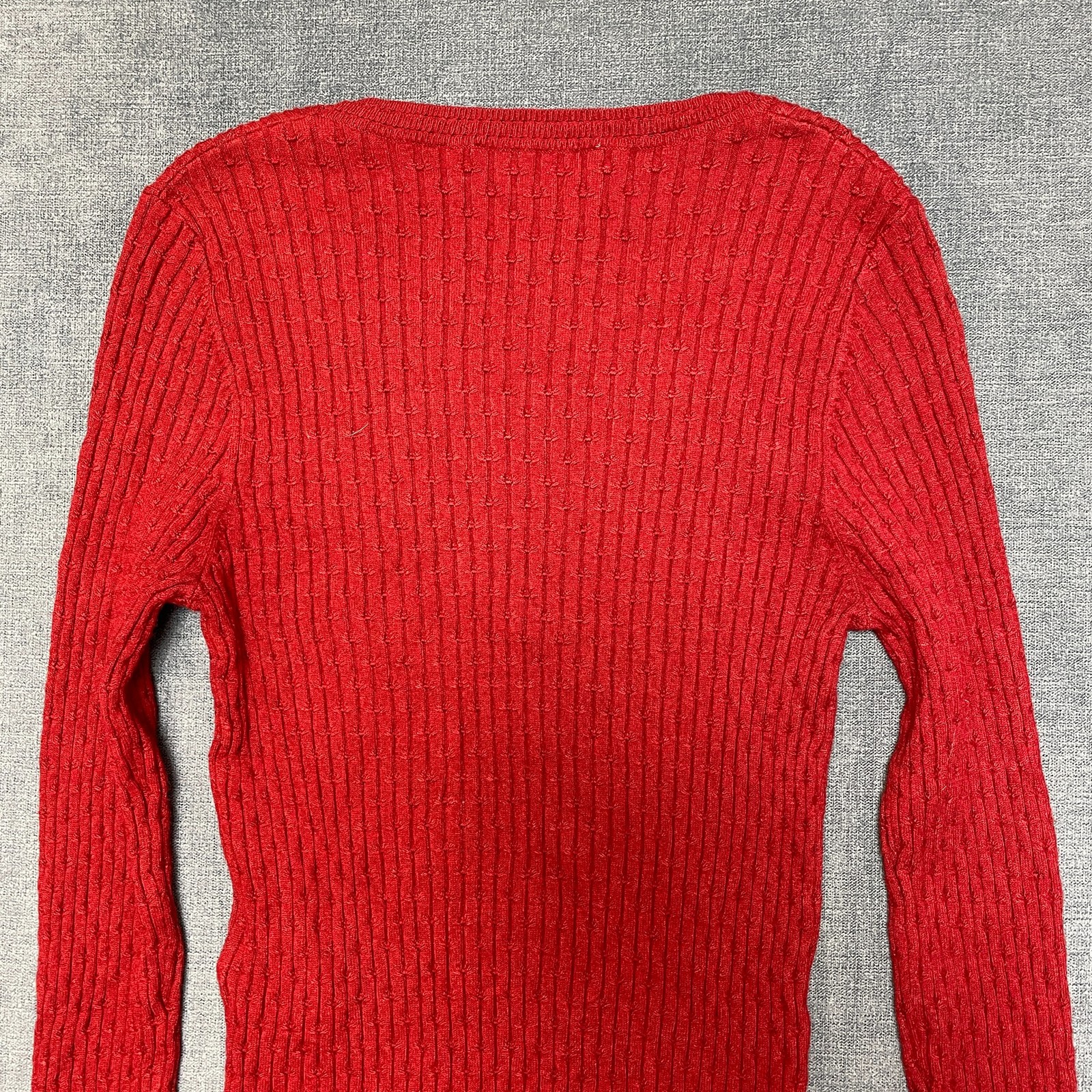 La Maille Sezane Sweater Womens Medium Red Ribbed Knit Round Neck Winter Wear