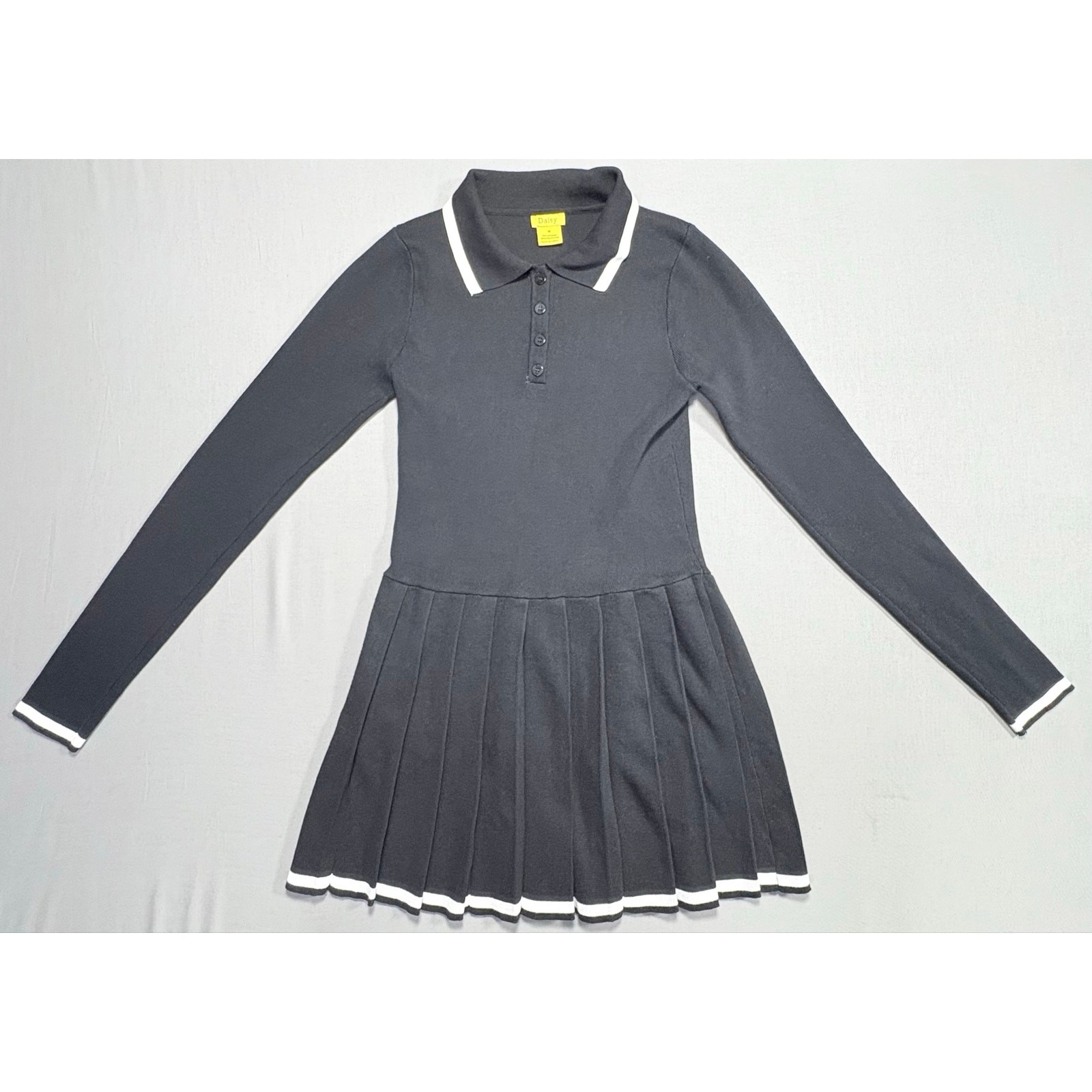 Daisy Pleated Preppy Whimsigoth Sweater Dress Women’s XXS Junior Medium
