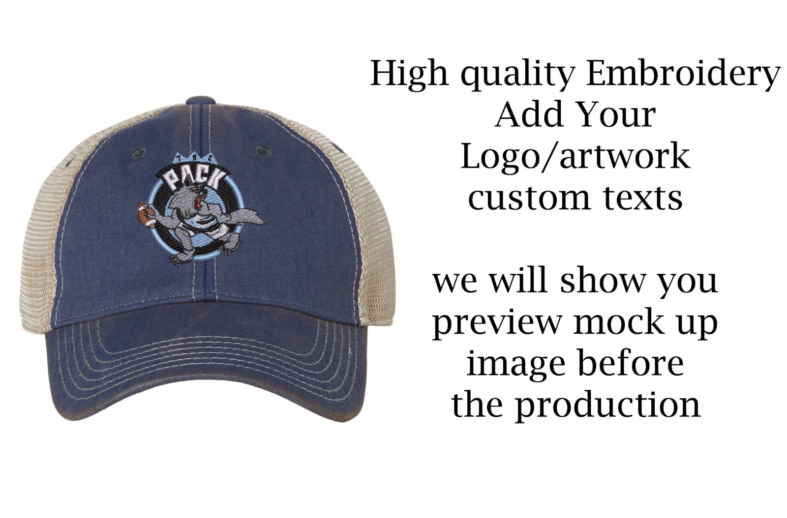 Ink Stitch Legacy Custom Logo Texts Stitching Logo Texts Old Trucker Caps
