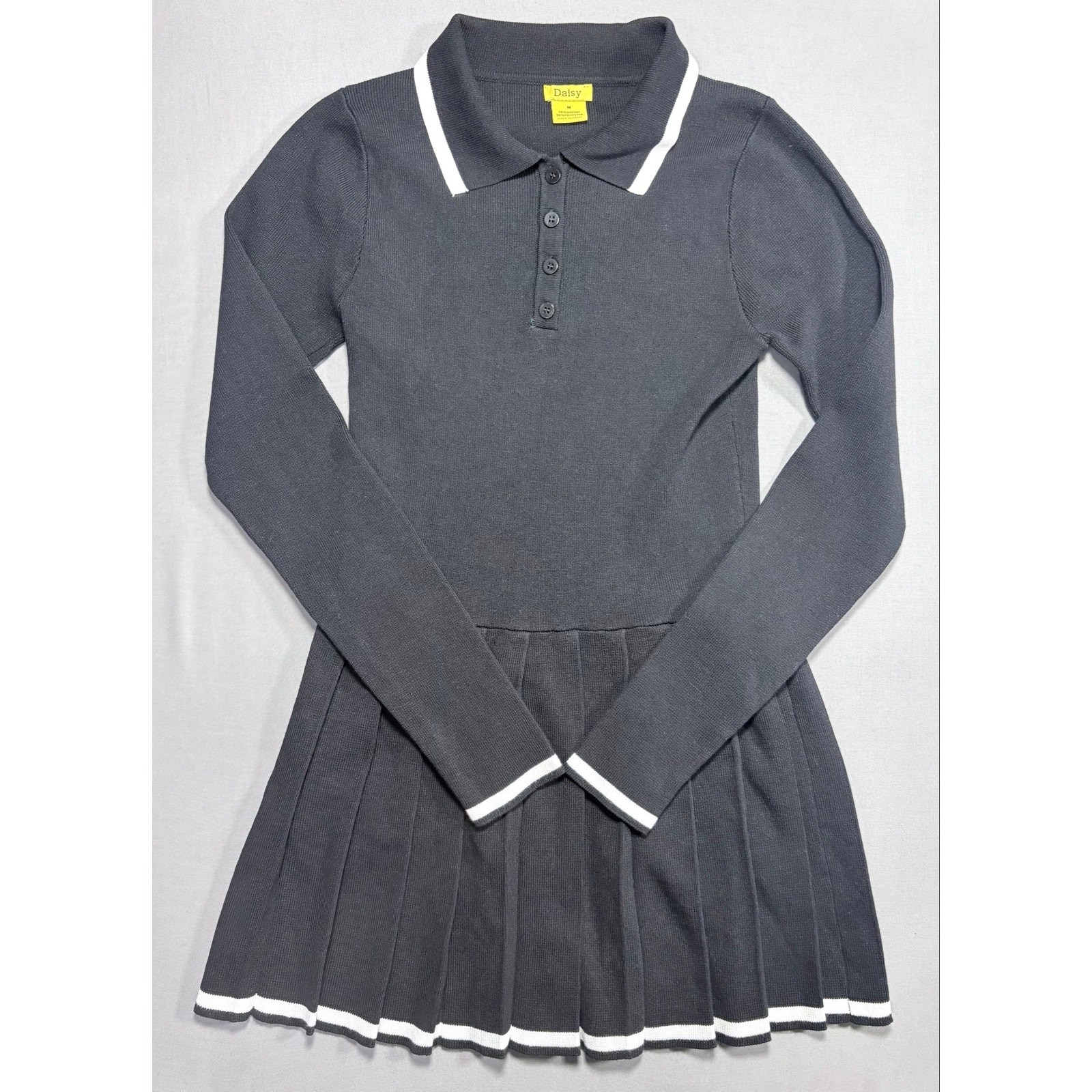 Daisy Pleated Preppy Whimsigoth Sweater Dress Women’s XXS Junior Medium