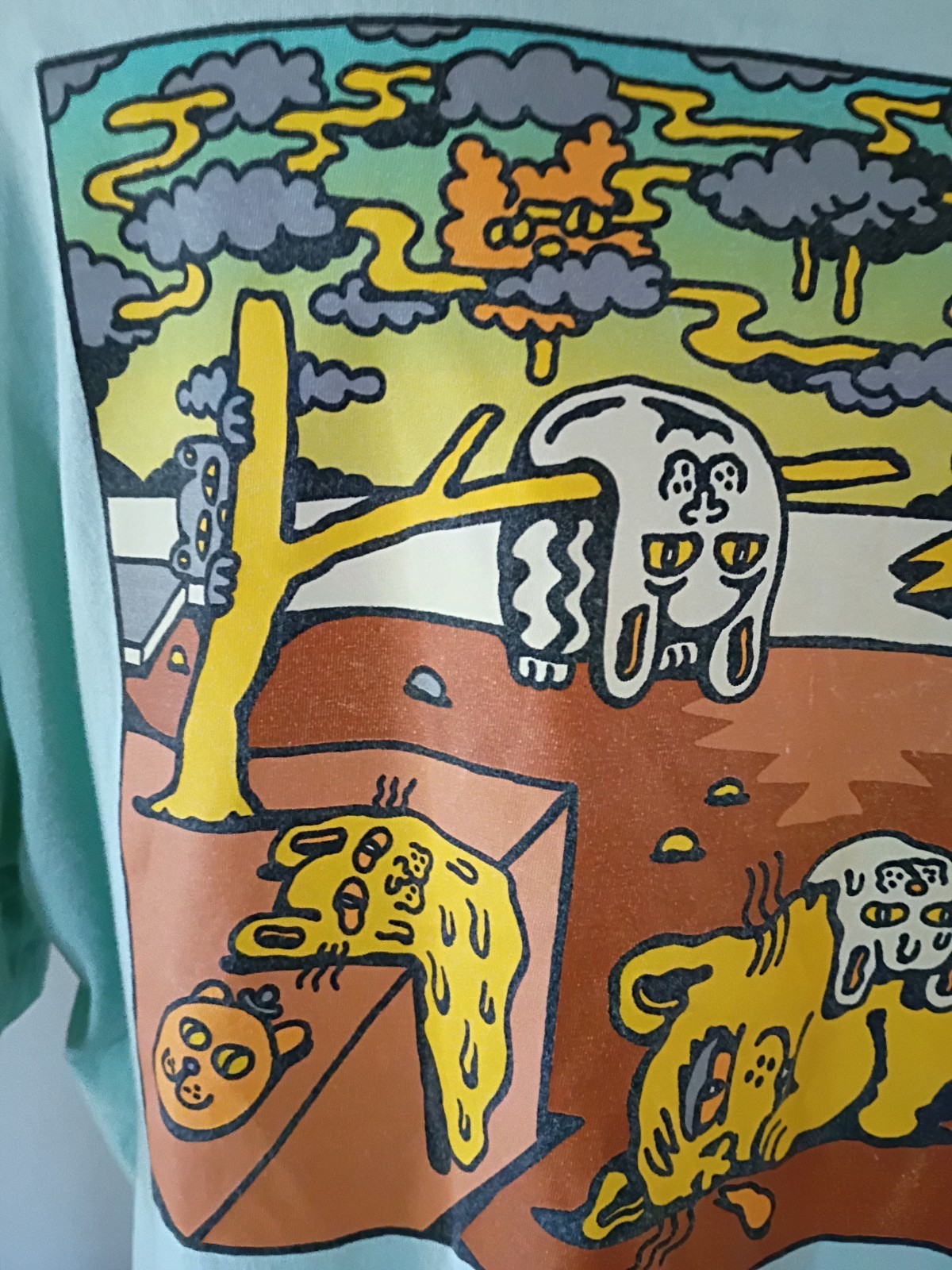 Killer Acid Melting Cat Light Blue T-Shirt XL