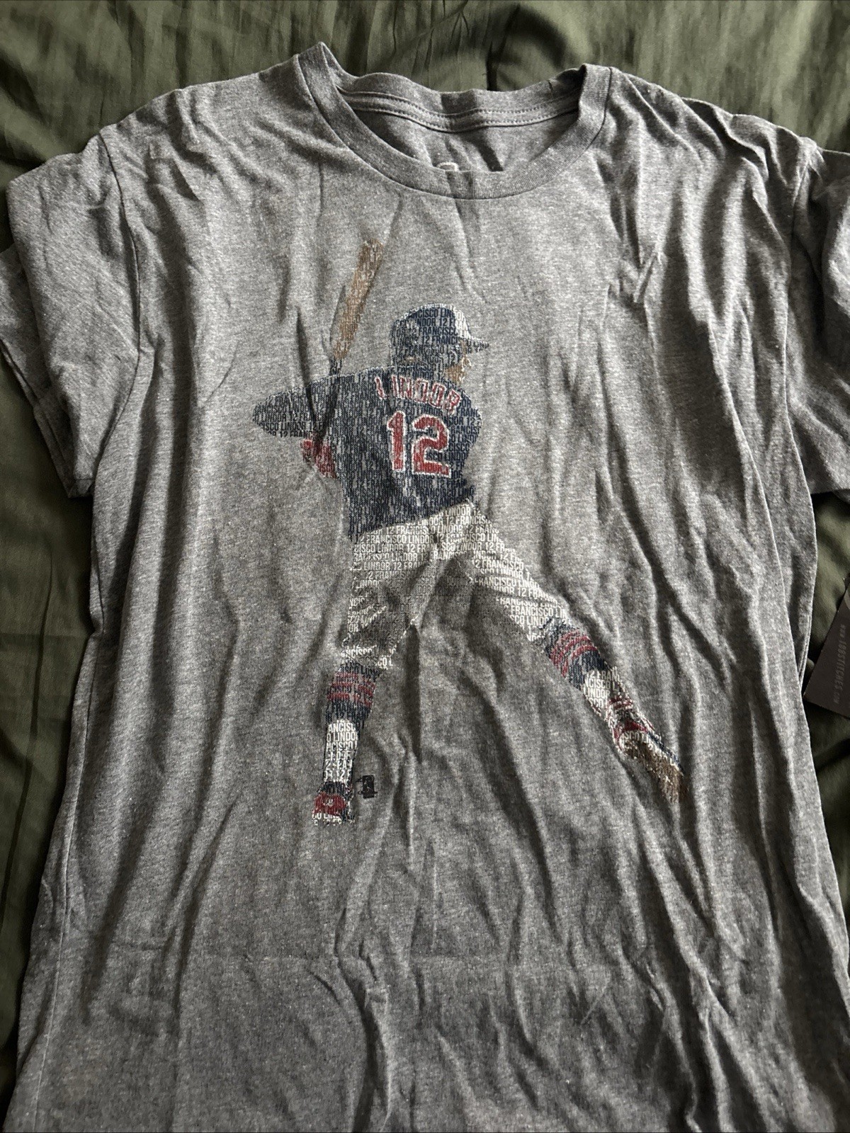 Brand New Men’s 108 Stitches Lindor Spelled Out Baseball T-Shirt Sz Medium