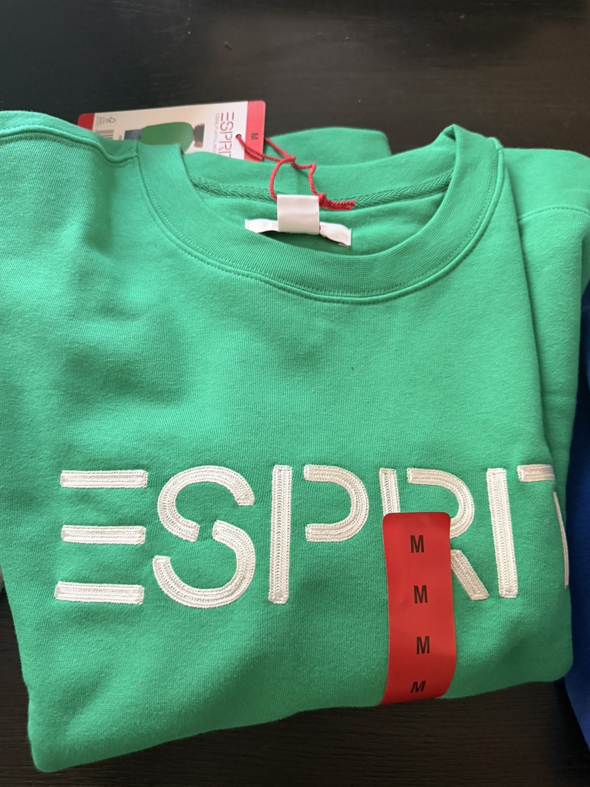 Esprit Costco Crewneck Sweatshirt 3 Pack MEDIUM Blue Green White Retro Logo NWT