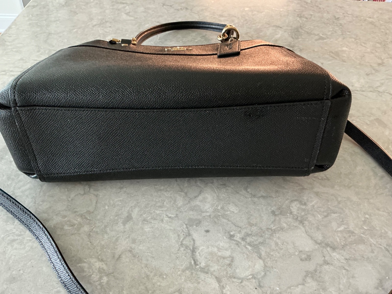 Coach Mini Brooke Carryall Black Crossgrain Leather Satchel