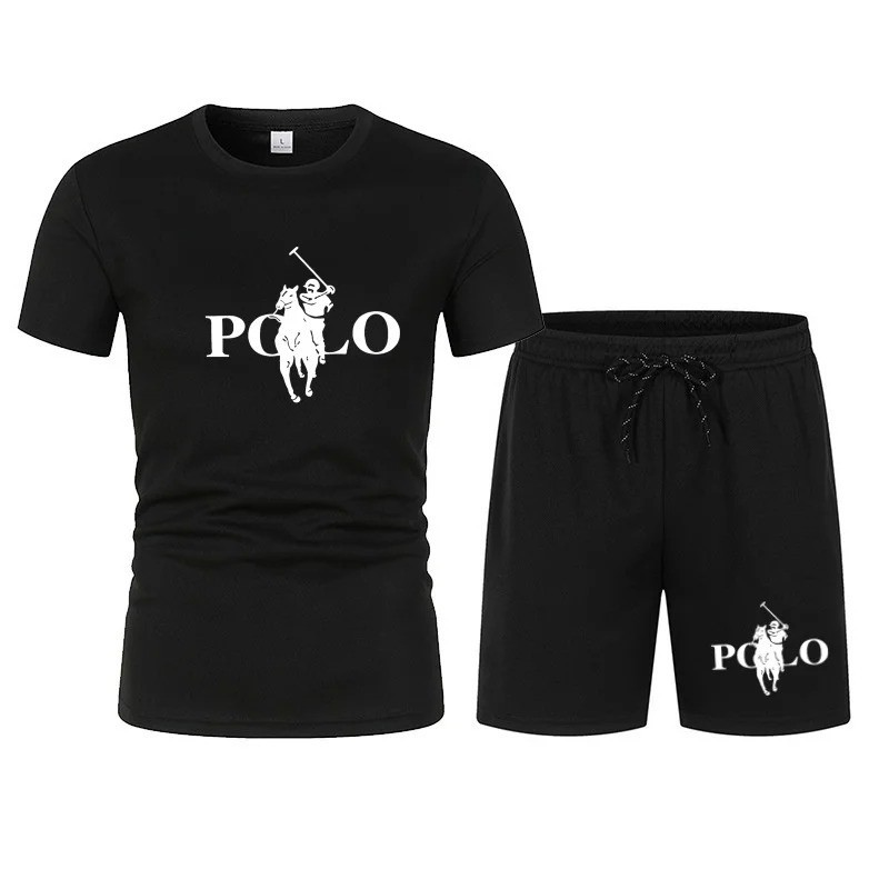 Men’s Summer Sports Set Short Sleeve T-Shirt & Shorts 2-Piece Outfit Casual Stre