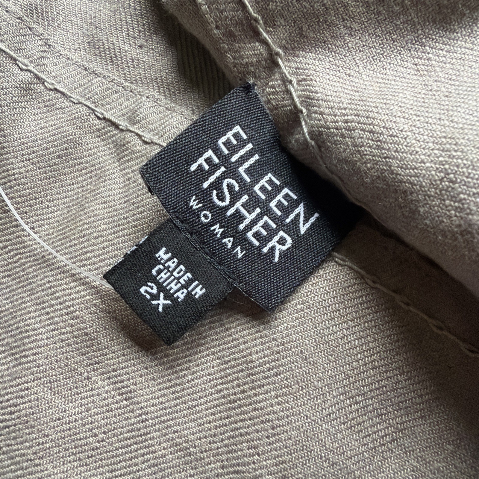 Eileen Fisher Skirt 2X Brown Washed Linen Twill NWT Midi Angled Yoke Zip A Line