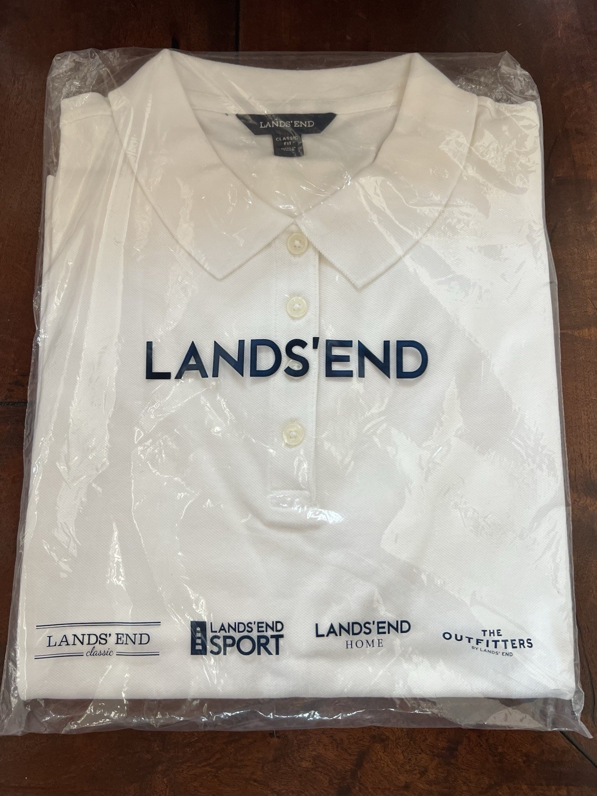 NWT Lands’ End SS White Mesh Polo Shirt, Women XL P Cotton
