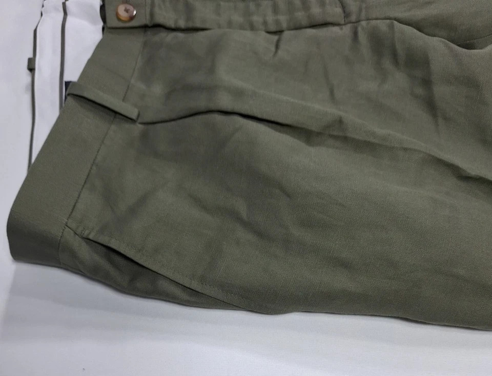 I.N.C. International Concepts Mens Slim-Fit Pants Luigi Linen Olive TWST NWT