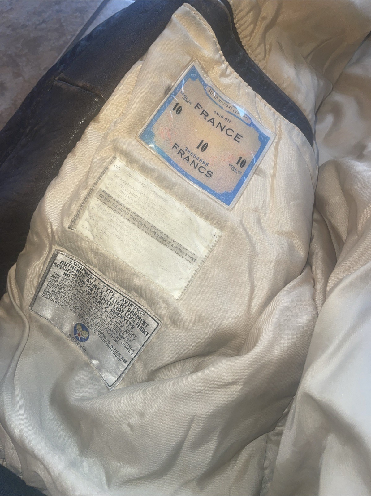 Vintage AVIREX Leather Flight Jacket Type G1 (Size M) As Is Photo Inside