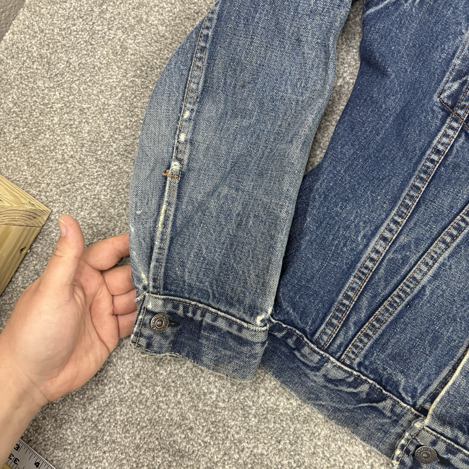 Levi’s 70505 Big E Type 3 Denim Trucker Jacket 42 (20.5×23.5) Vintage Distressed