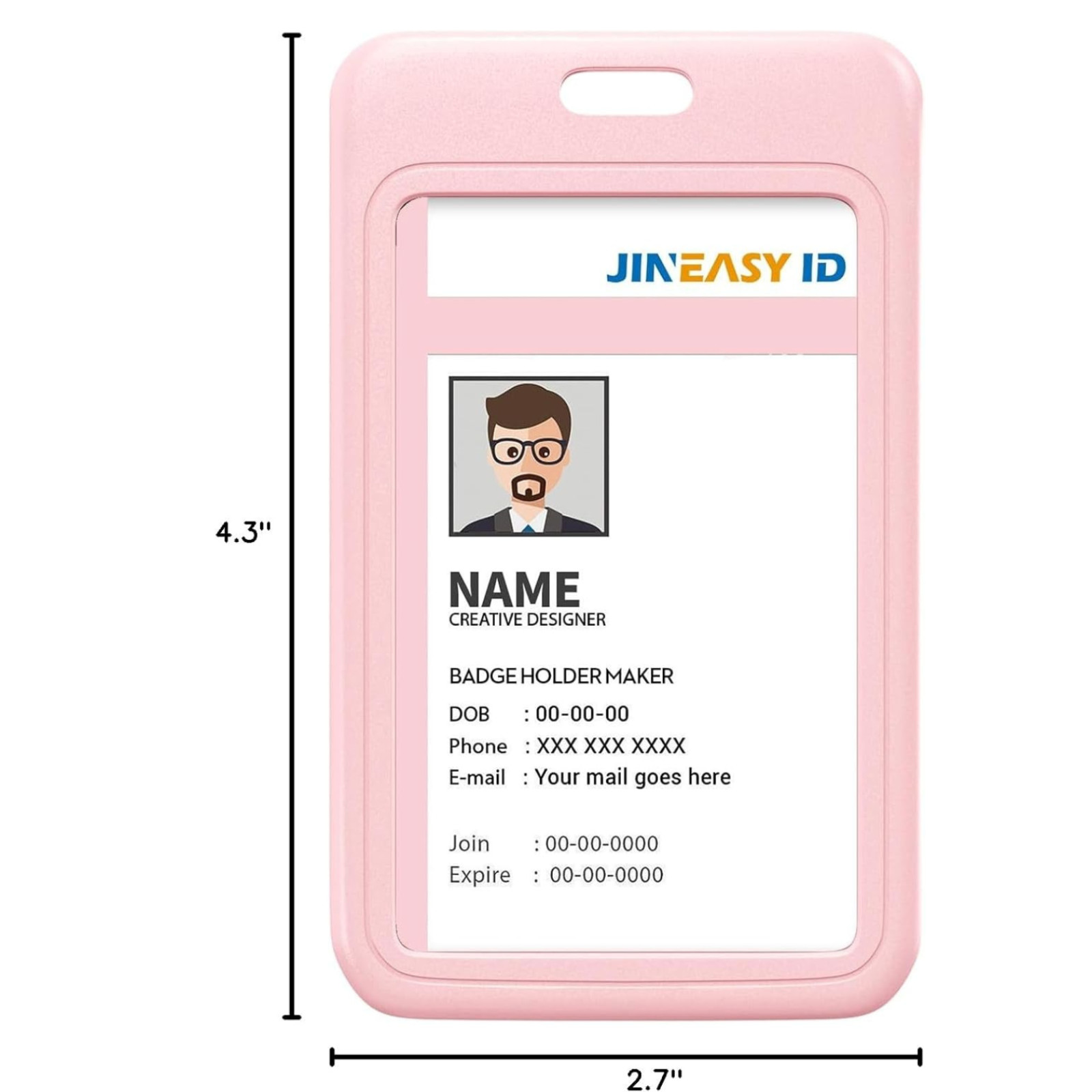 2pcs ID Badge Holder Vertical Card Holder Heavy Duty for Work Key Card Men Women