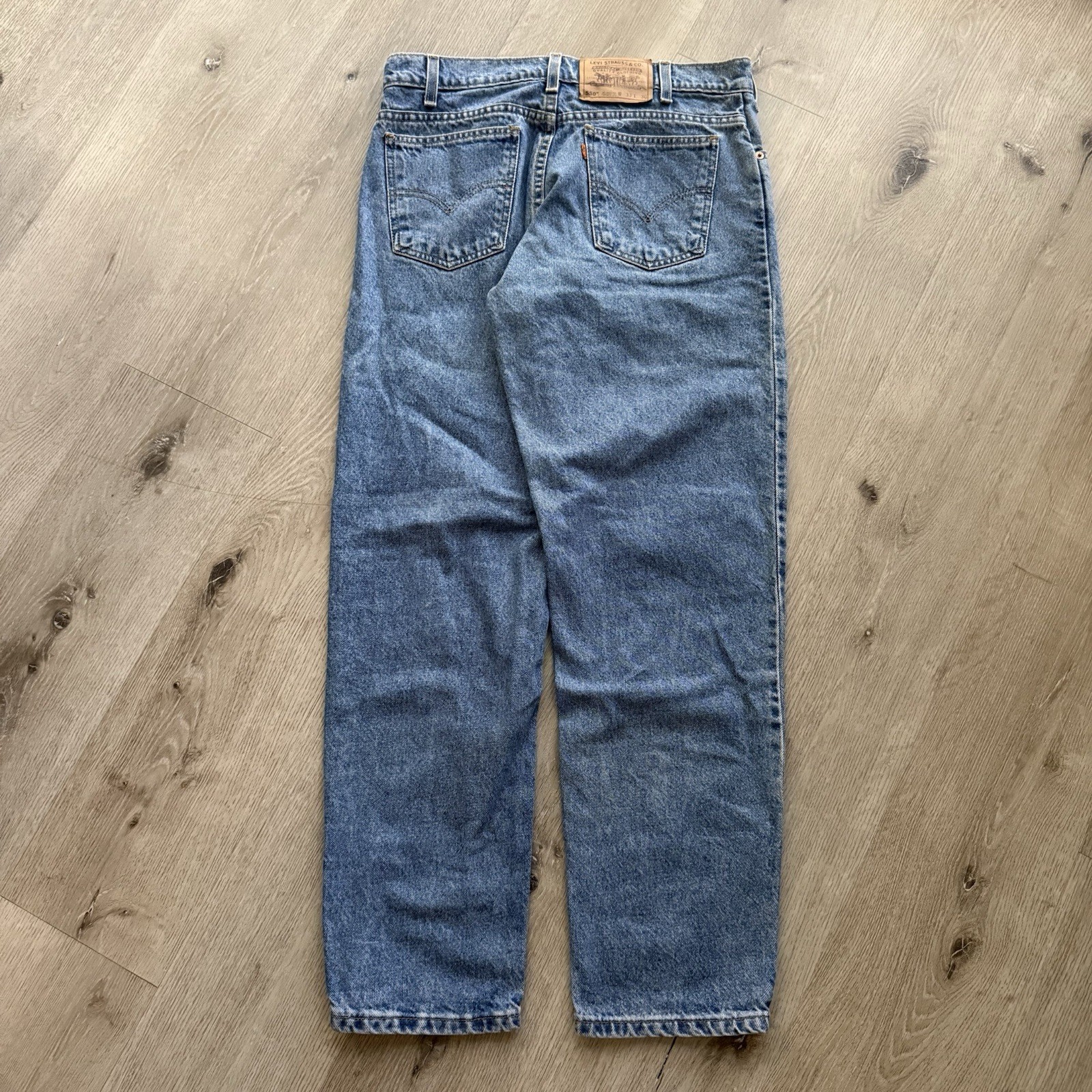 Vintage Levis 550 Jeans Mens 33×30 Blue Relaxed Tapered Leg Denim Orange Tab