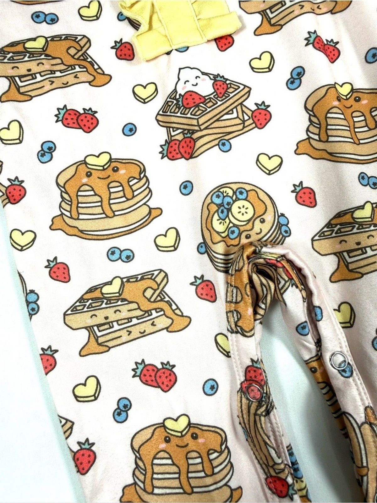 PETE + LUCY Girls Pancake Waffle Breakfast Ruffle Romper 0-3M Cottagecore Kawaii