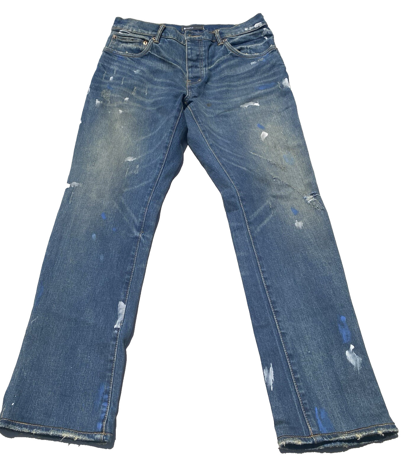 Purple Brand Jeans Worn Vintage Size 36 Men’s Denim Paint Splatter Flared P004