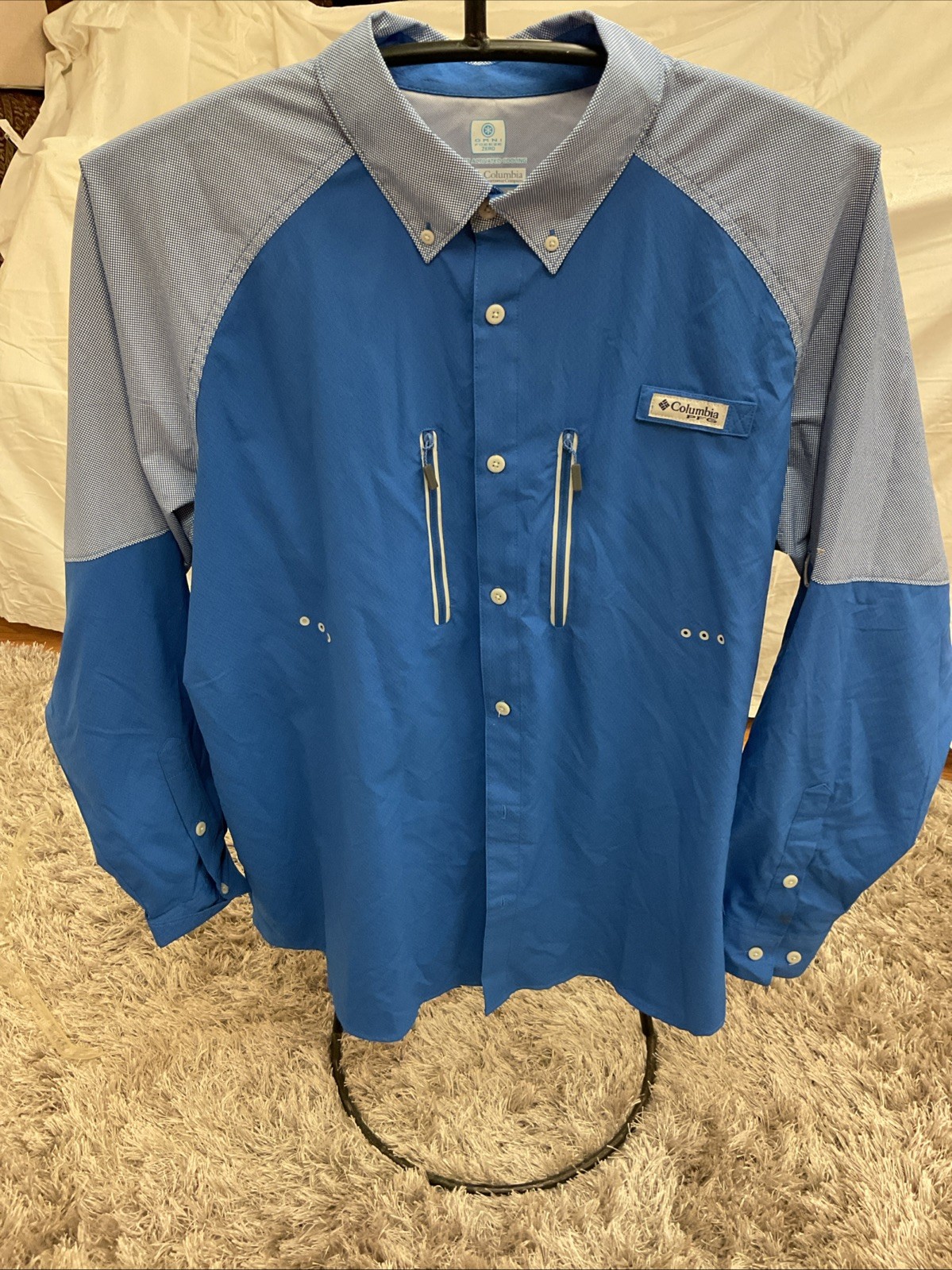 Columbia PFG Omni Freeze Zero Men’s Long Sleeve XL Button Up Zippered Pockets