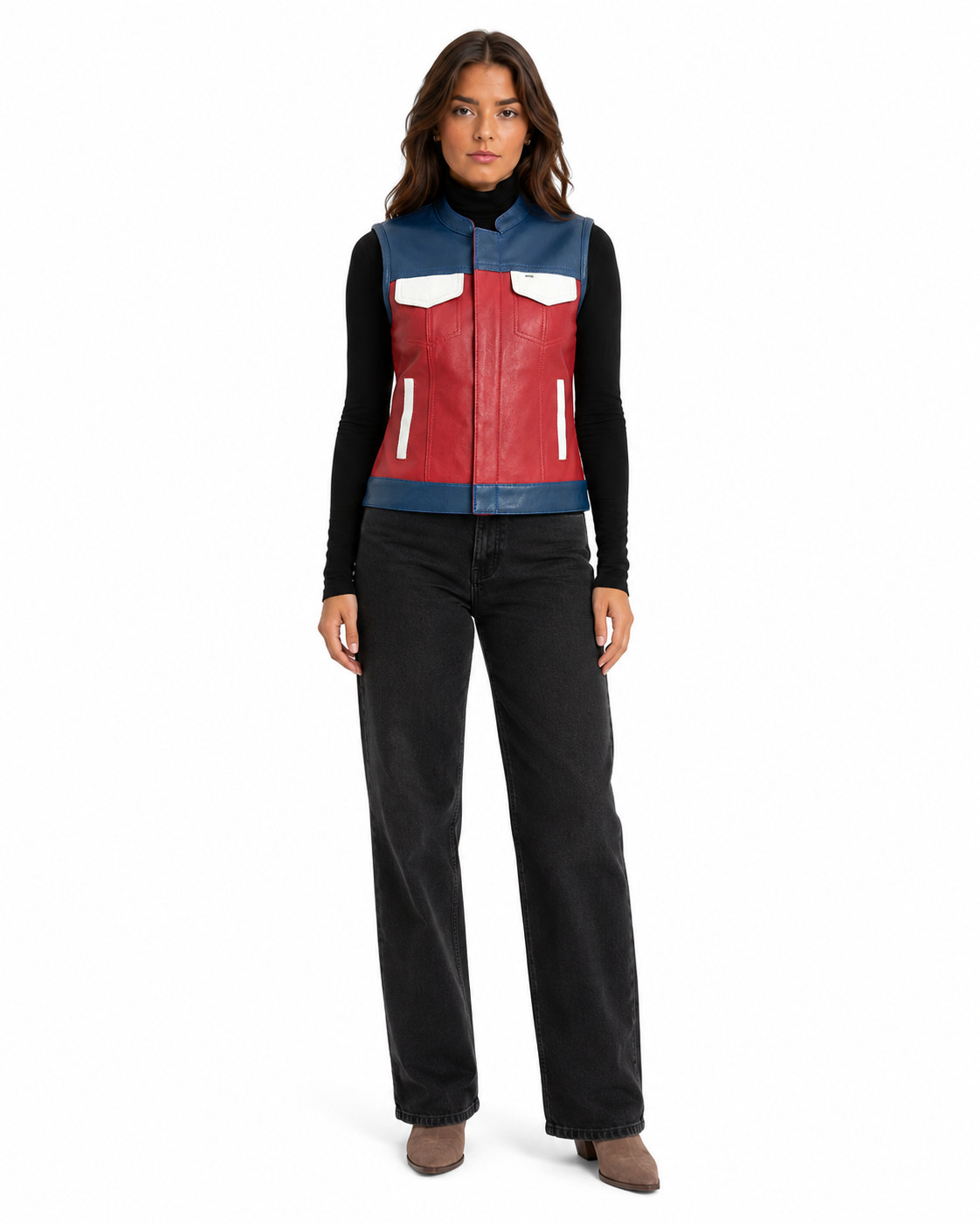 Women’s Captain America Leather Vest | Custom Made | Bespoke Fit | Genuine Leath