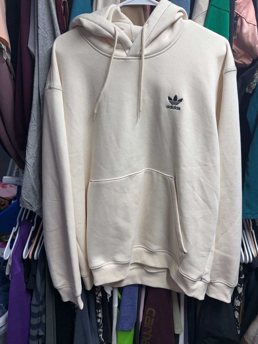 Adidas Originals Trefoil Essentials Pullover Hoodie – Cream/Wonder White
