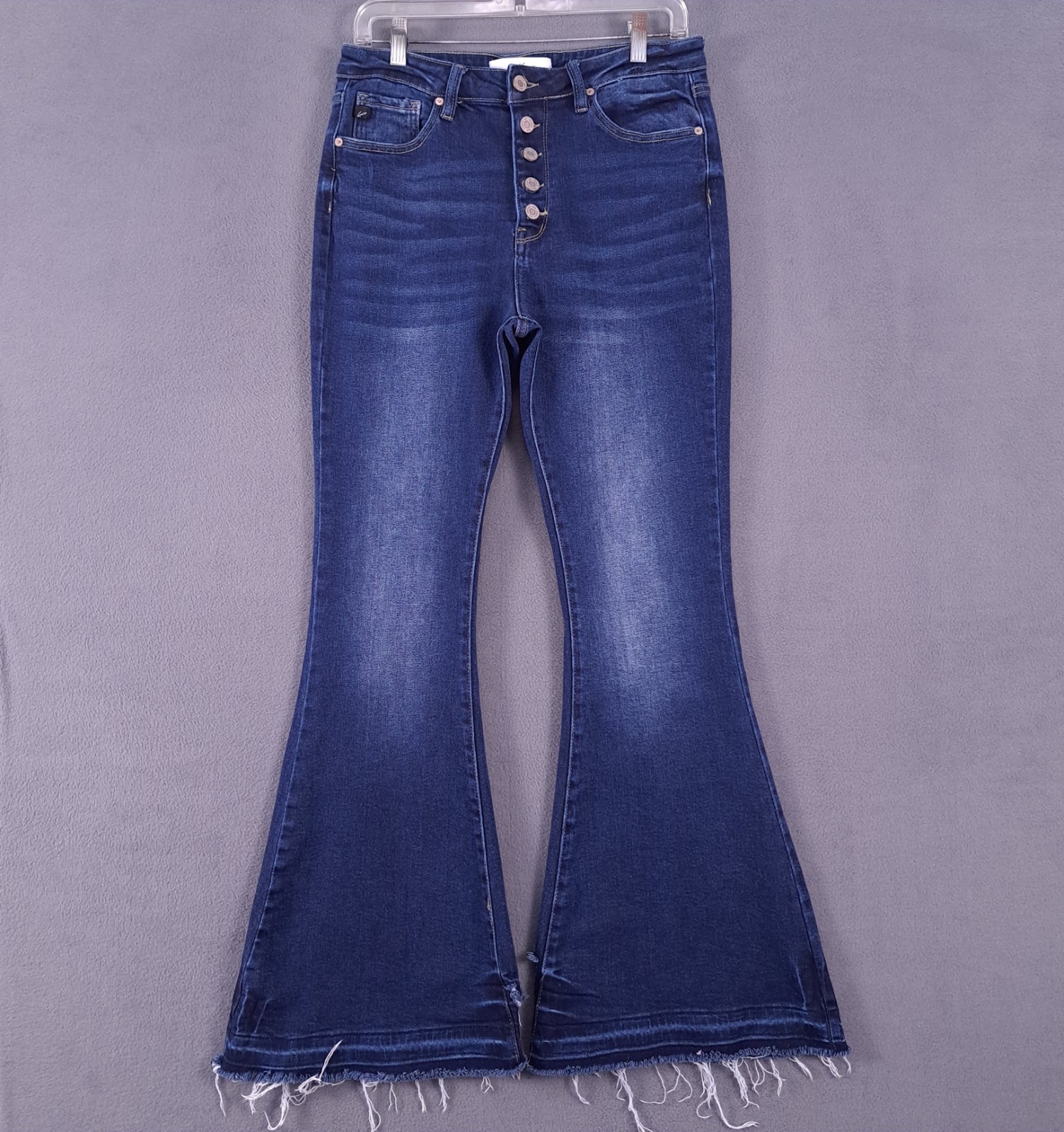 Kancan Jeans Womens Juniors 11 Blue Stretch Denim High Rise Super Flare Distress