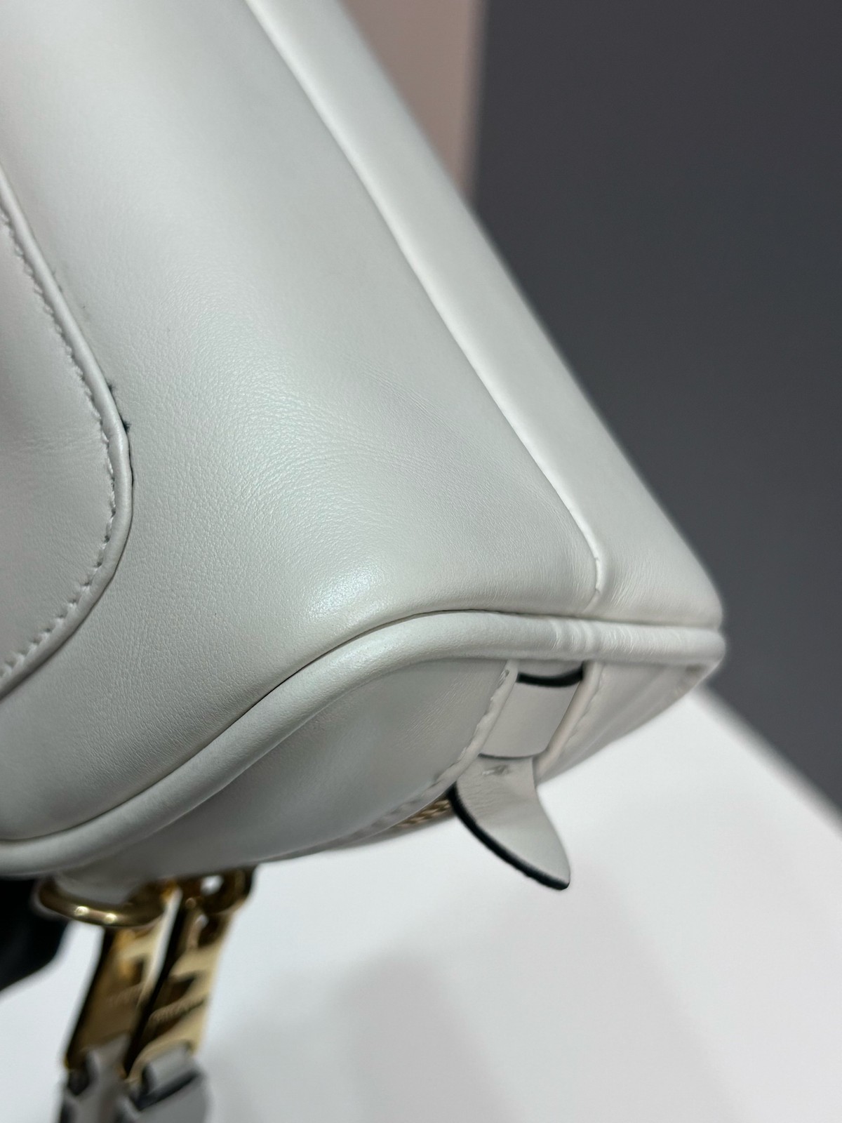 Authentic Preowned Miu Miu Mini Dome White Leather W/ Detachable Crossbody Strap
