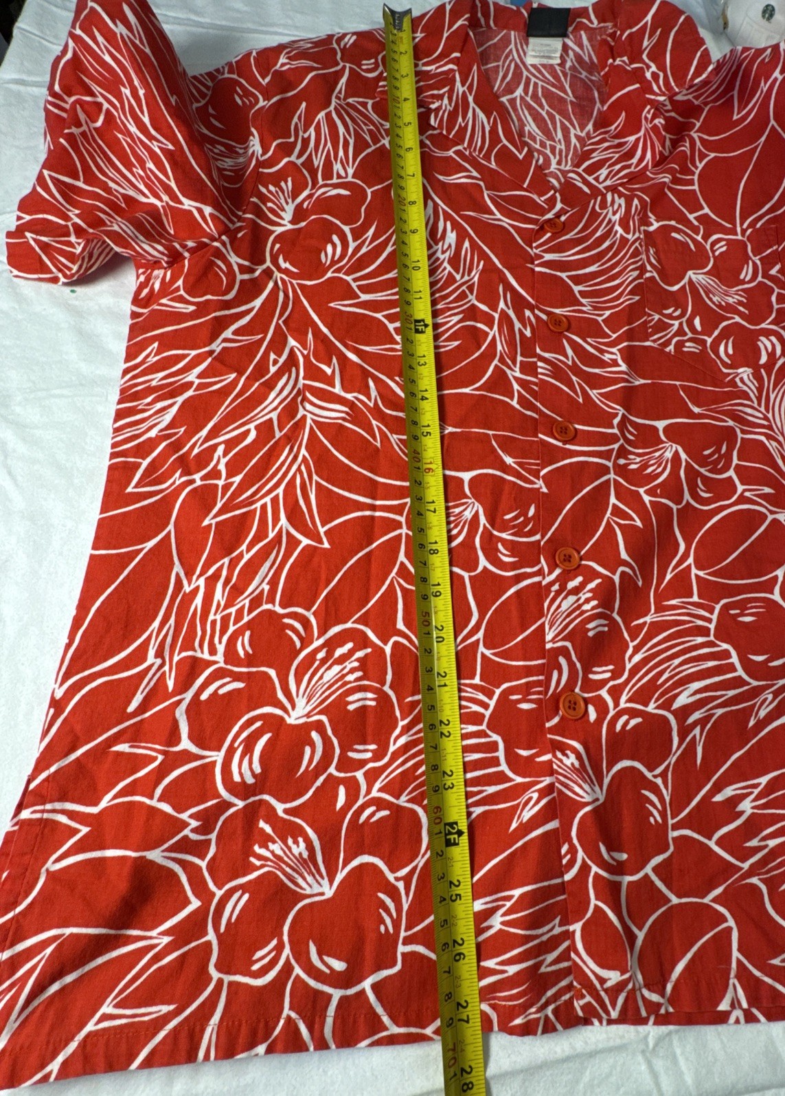 Vintage Jantzen Hawaiian Shirt Men M Medium Red white Floral Aloha Print 70 80