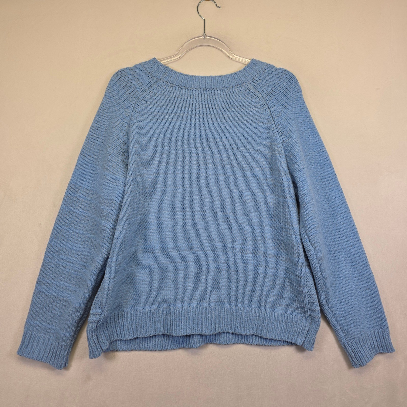 Staccato Cable Knit Sweater Womens L Blue Cozy Soft Fisherman Cottagecore Preppy