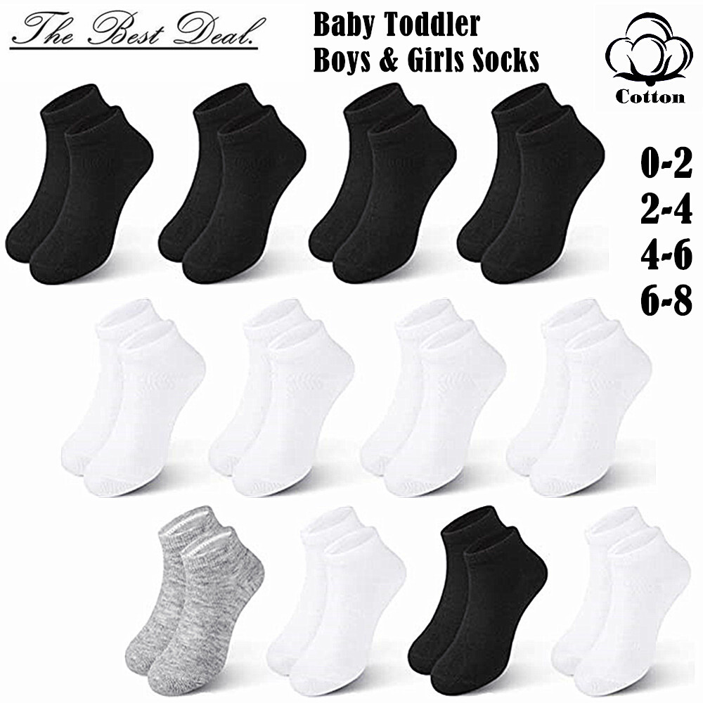 6-12 Pairs Kids Baby Toddler Solid Plain Ankle Boys Girls Socks Cotton Size 0-8