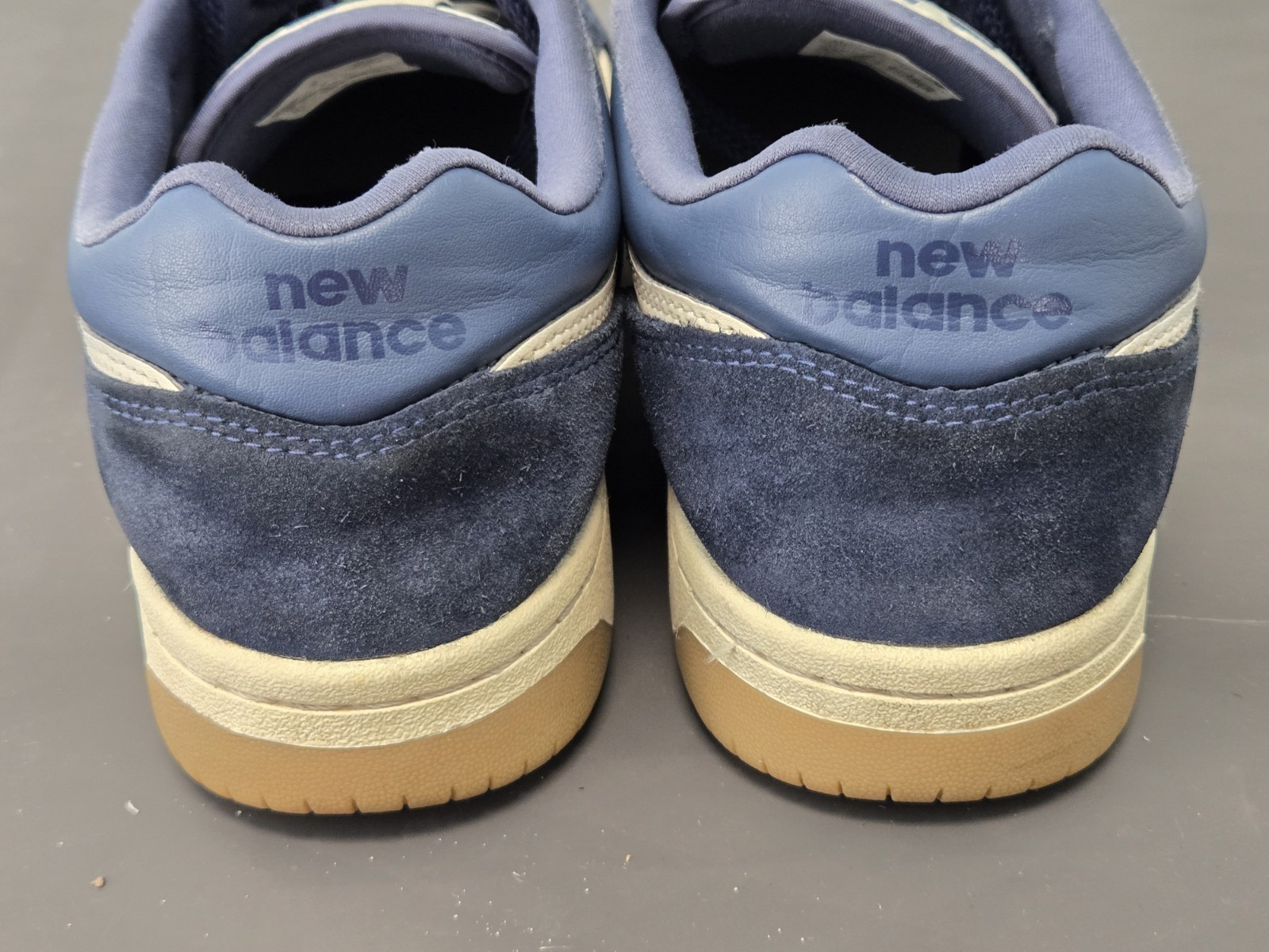 New Balance BB480 Mens Athletic Casual Shoes White/Navy Blue BB480 Size 10
