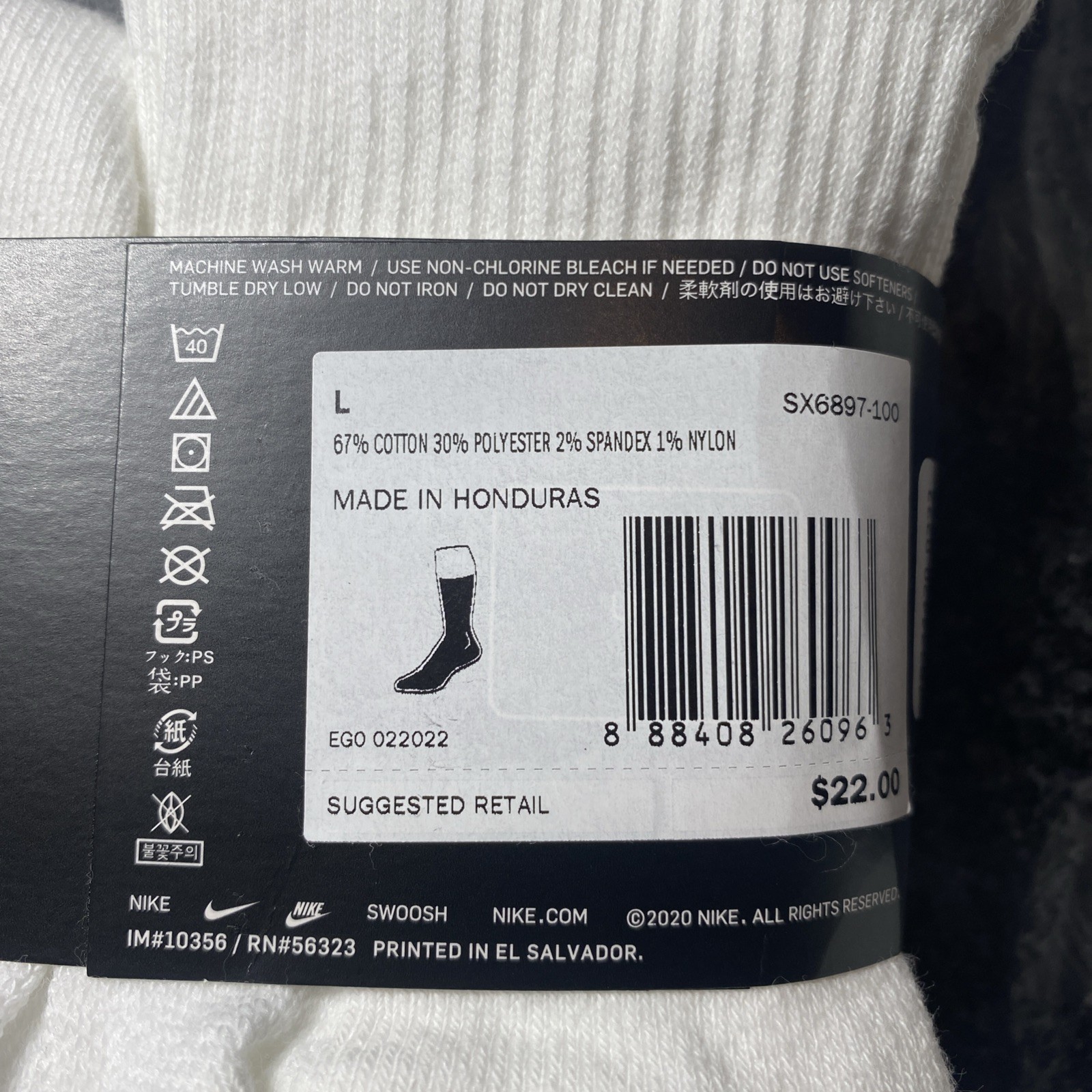 Lot of 2x Nike Everyday Plus Cotton Cushioned Crew Dri-Fit Socks Sz L 12 Pairs