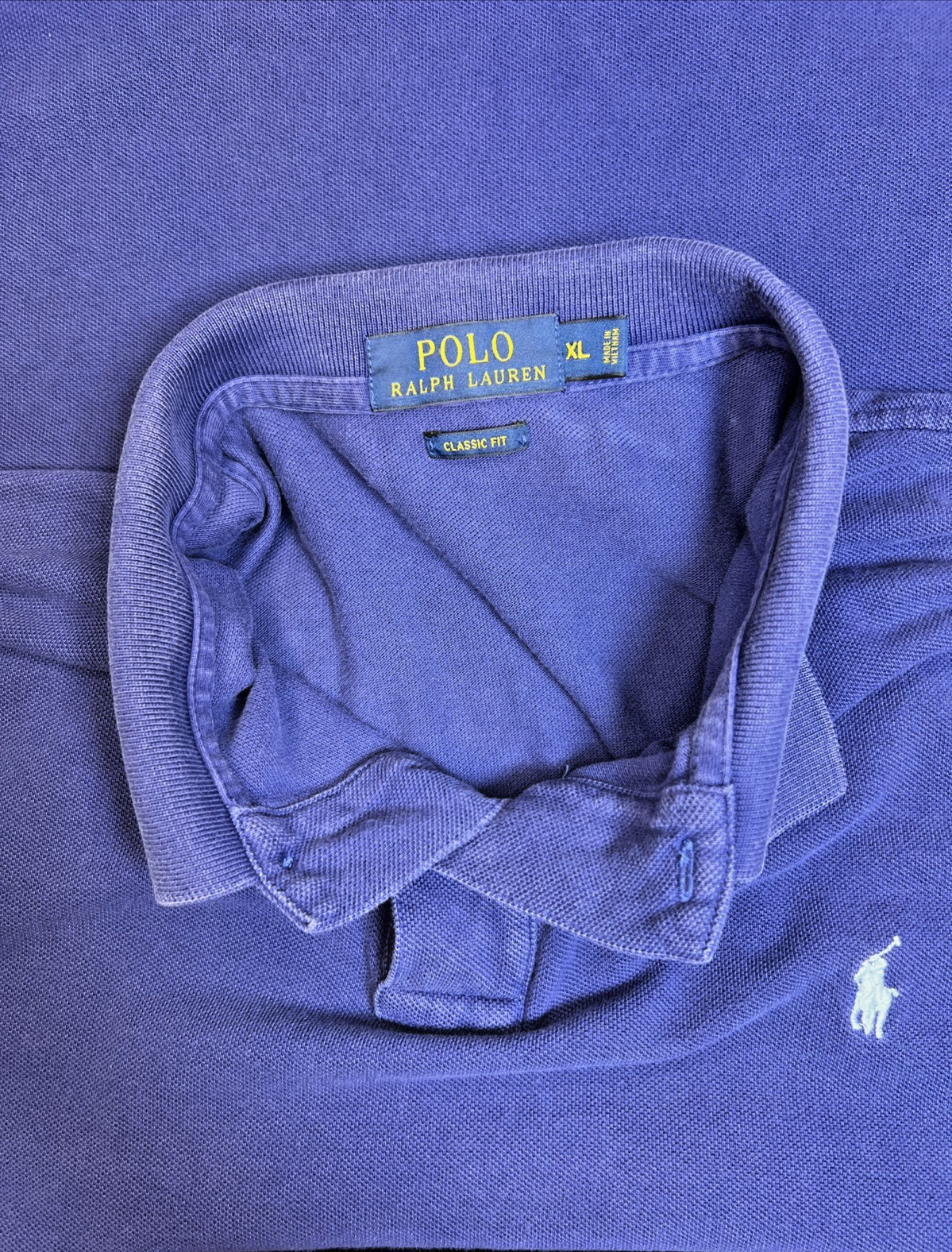 Polo Ralph Lauren Open Placket Polo XL Royal Blue Classic Fit Cotton White Pony