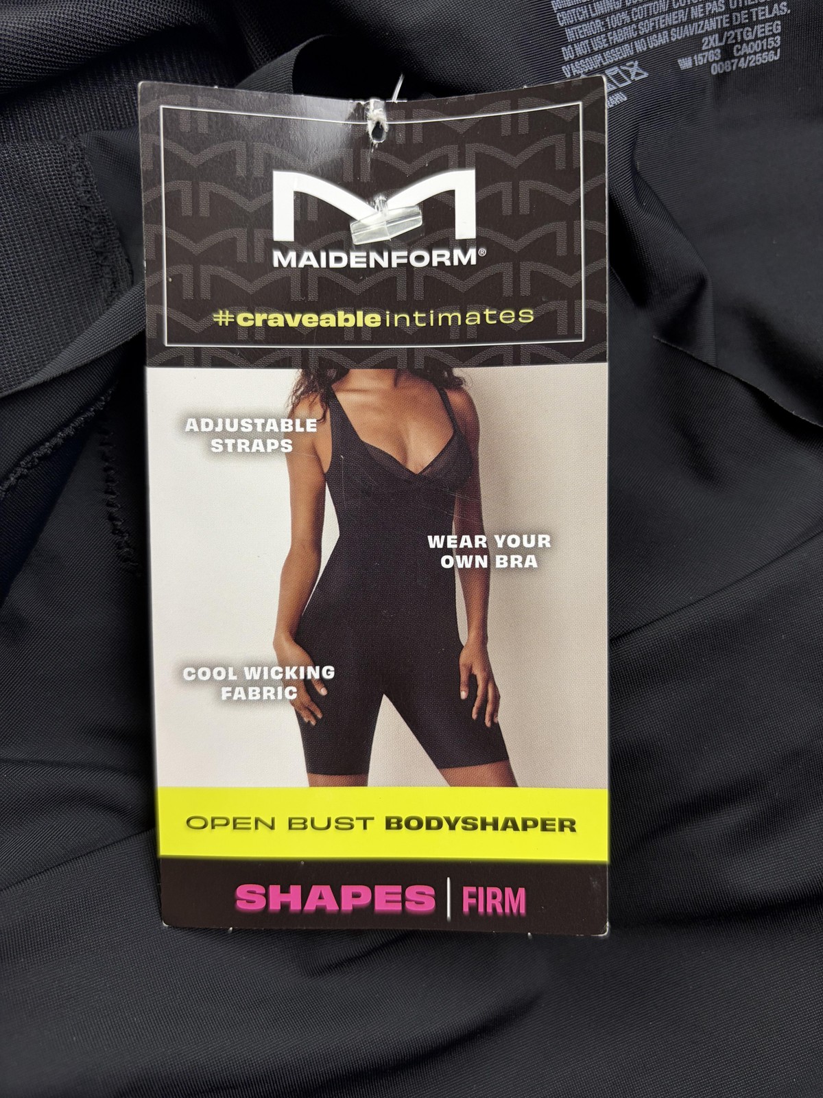 Maidenform Torsette Shapewear Bodysuit Womens 2XL Black Open Bust Bodyshaper
