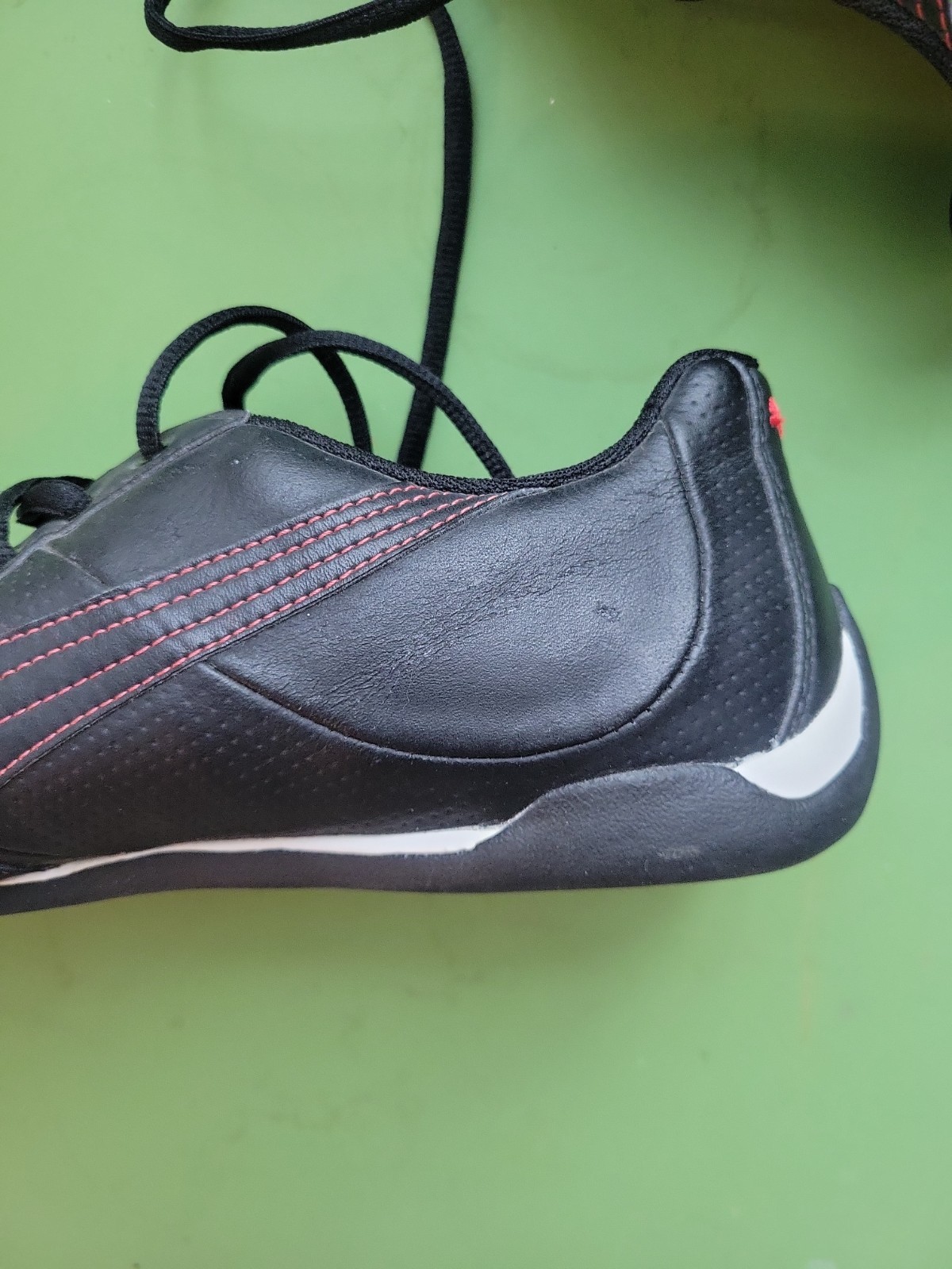 Puma Model 303389 10 REPLI CAT Leather SIZE 9.5 Black With Red Stitching